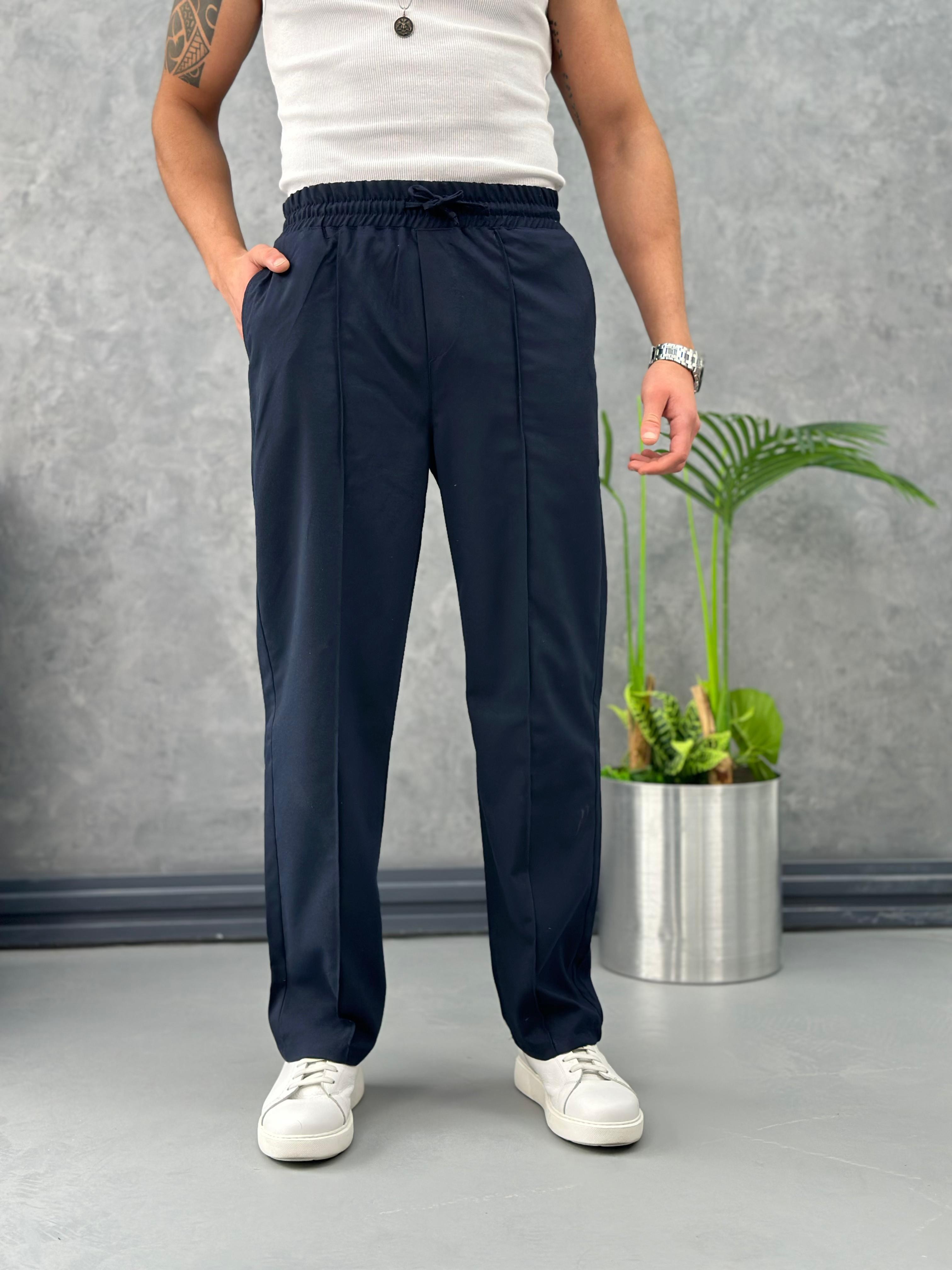 Yüksek Kalite Çımalı Kumaş Jogger Pantolon  - Lacivert