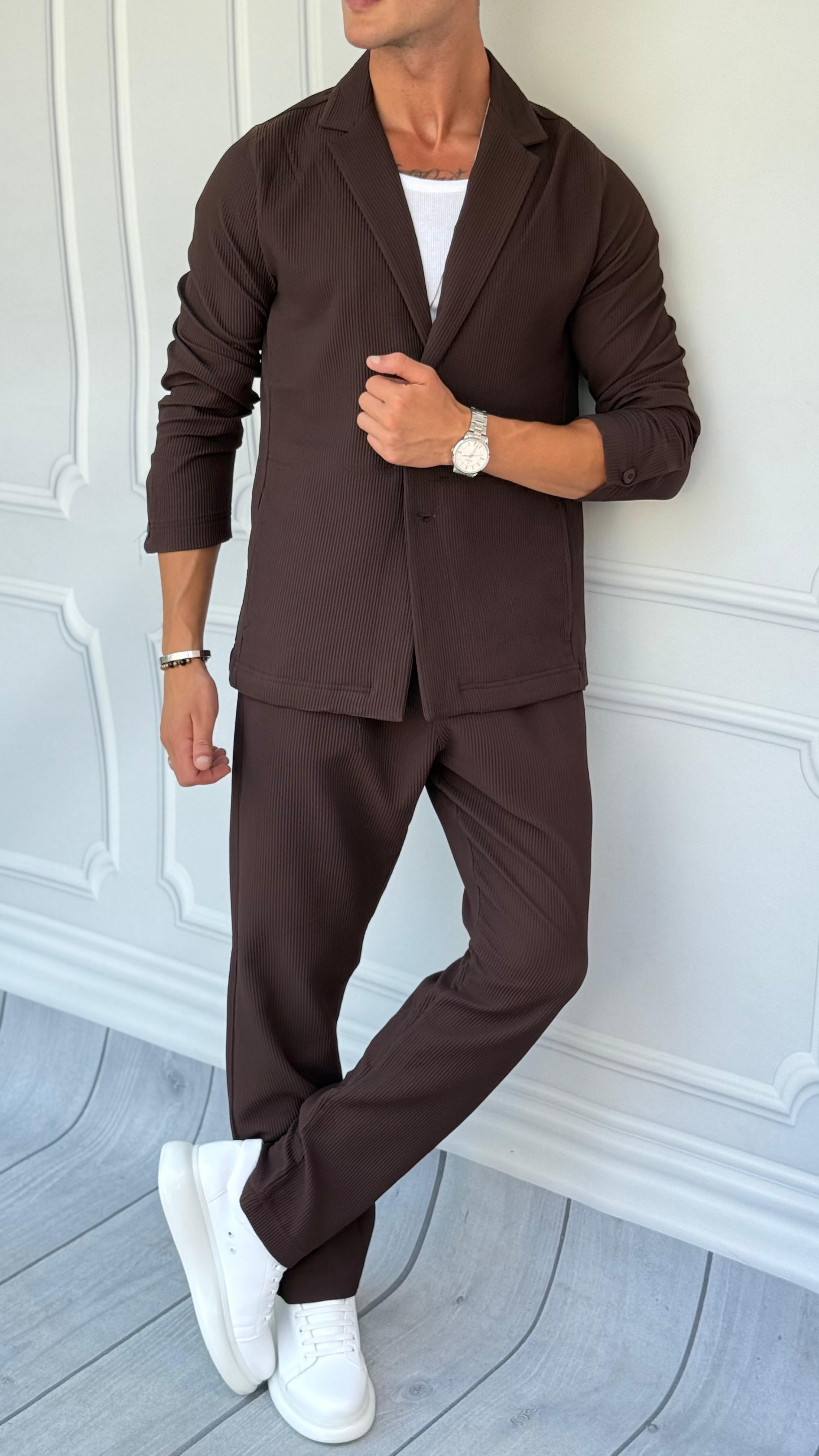 Fitil Detaylı Ceket Pantolon Baggy Takım 
