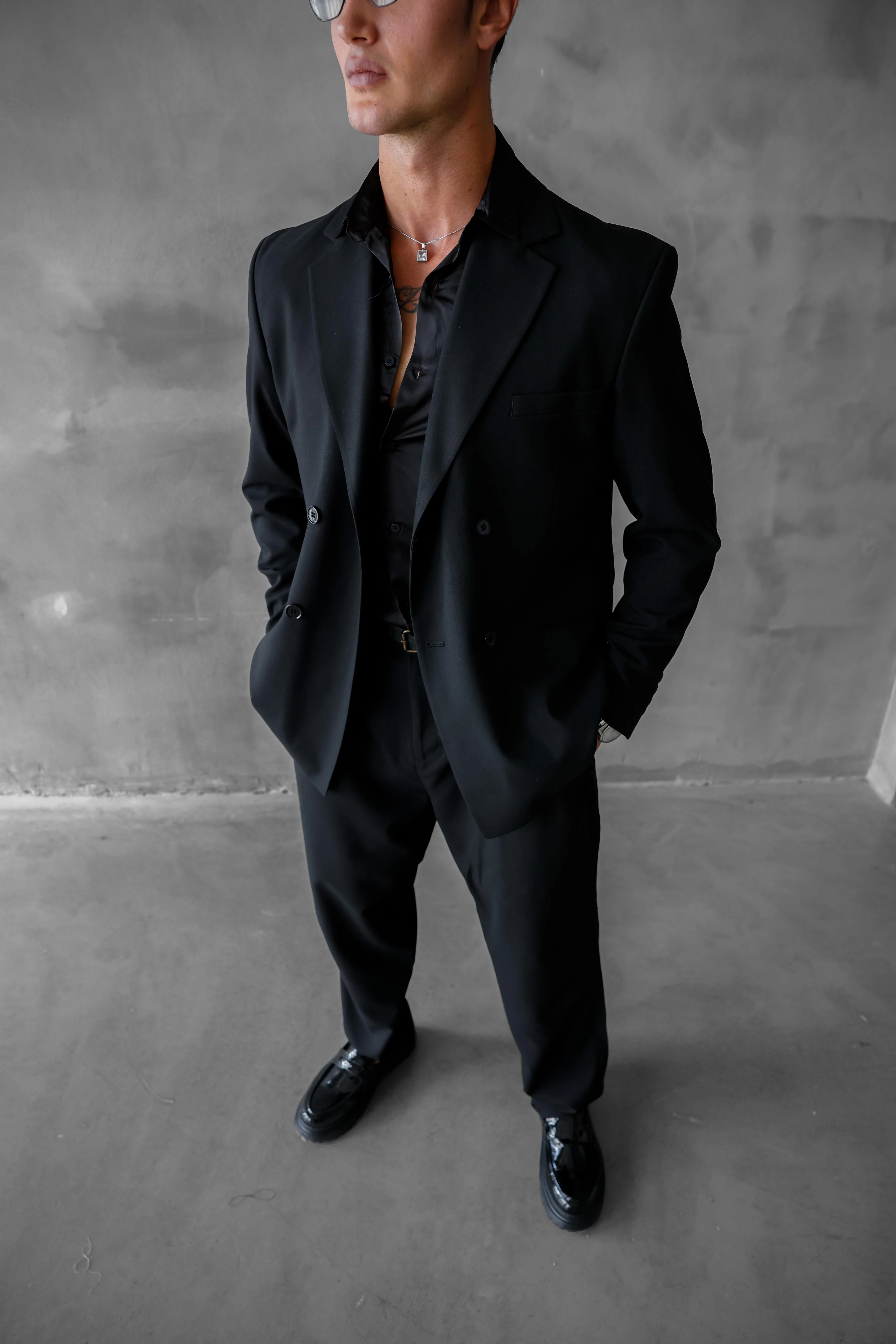 4 Düğme Detaylı Oversize Kesim Baggy Kruvaze Takım Elbise