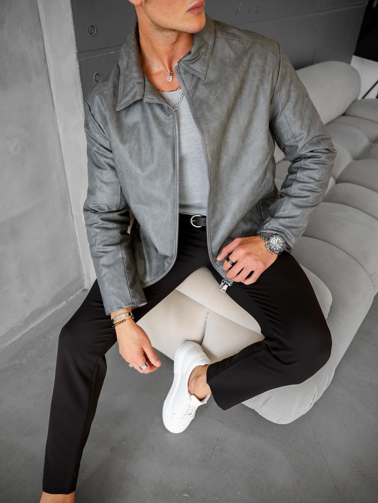 %100 Dolum Yüksek Kalite Yaka Detaylı Deri Mont