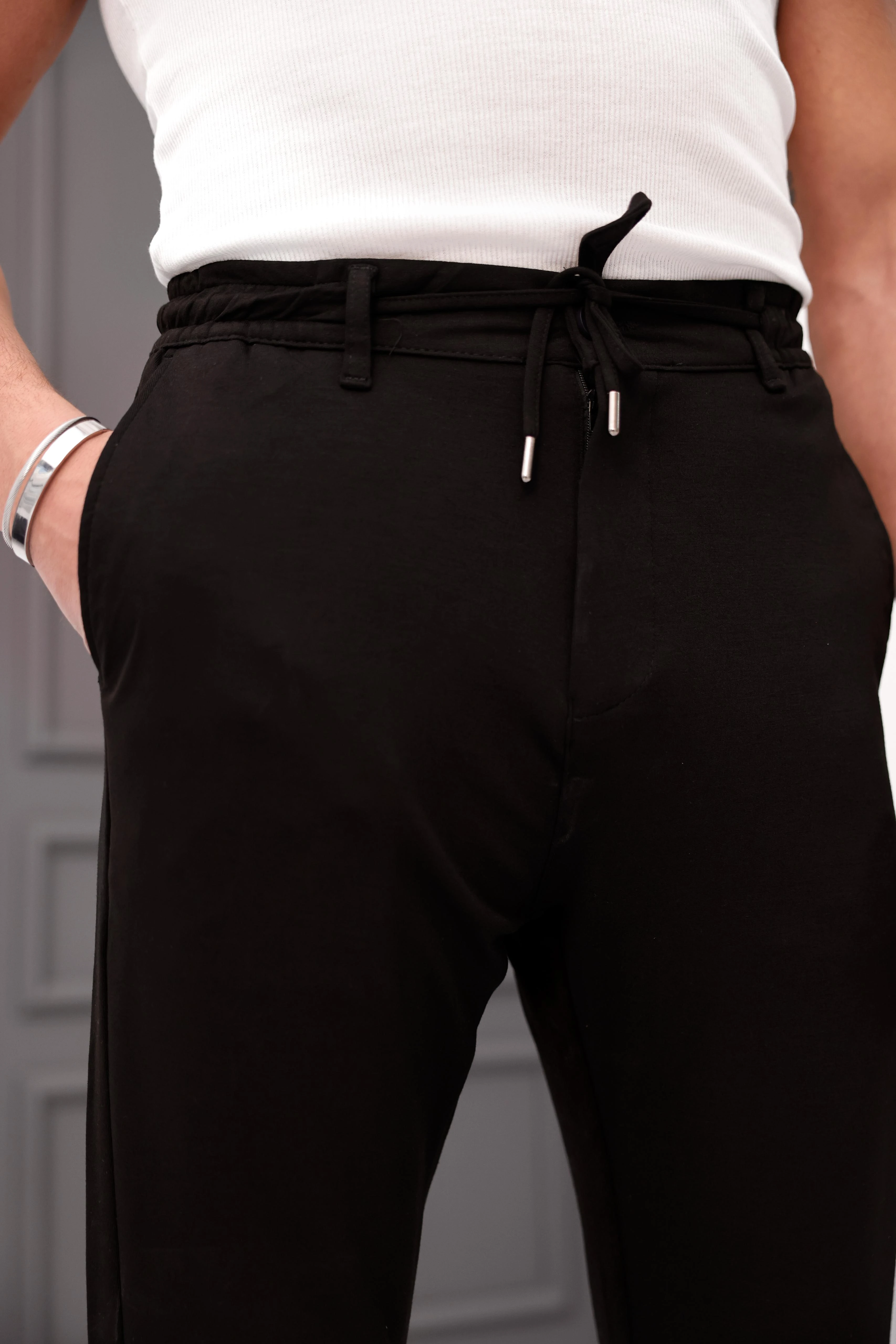 %100 Modal Kumaş Regular Kalıp Bel Lastikli  İp Detaylı Basic Jogger Pantolon