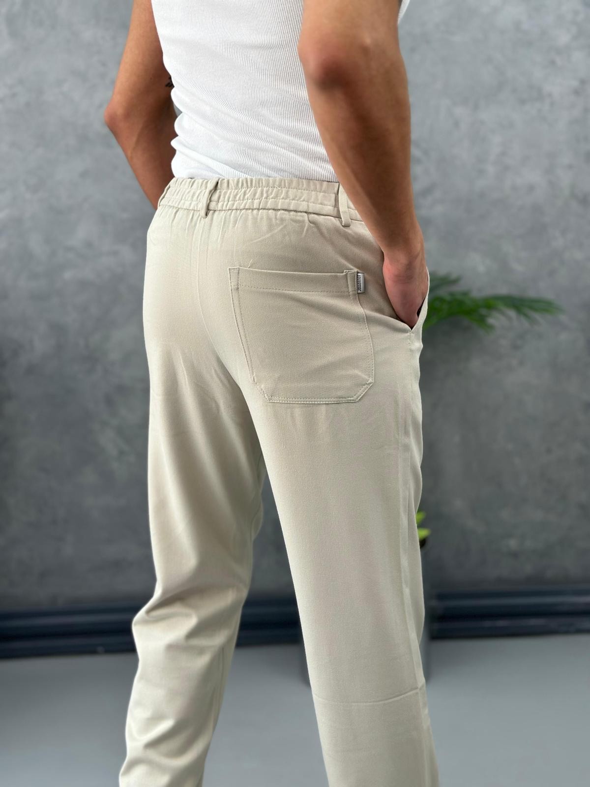 Bel Lastikli Özel Kumaş Baggy Pantolon 