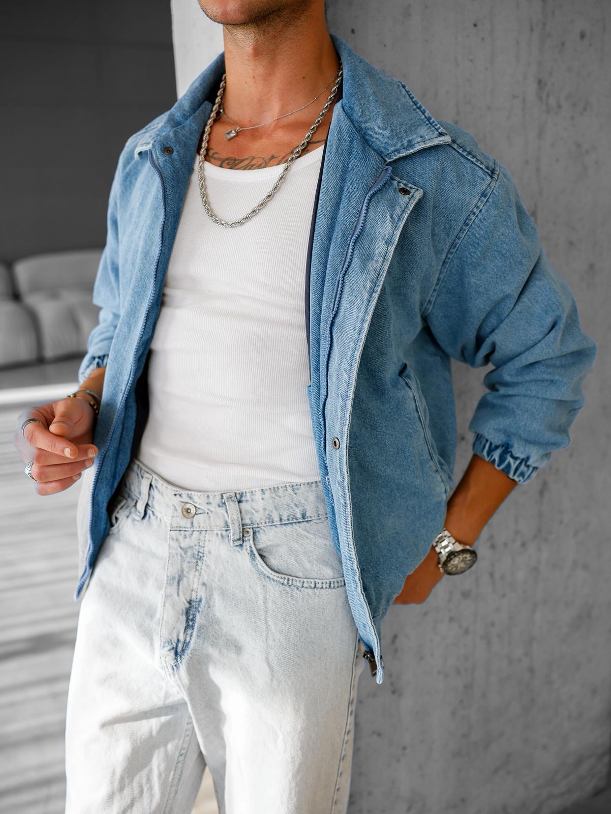 %100 Yıkamalı Kot Bomber Oversize Kot Ceket 