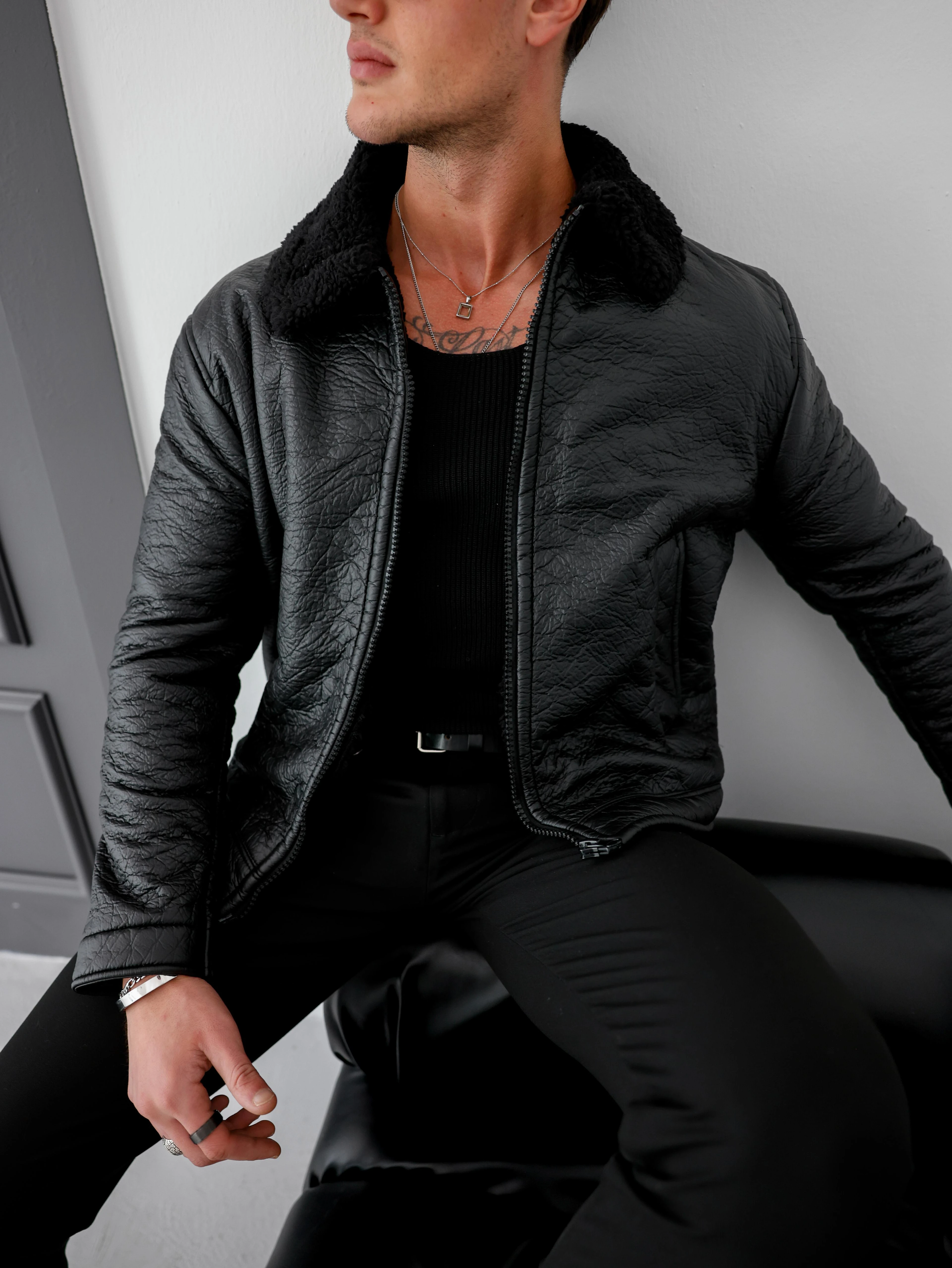 %100 Mumlu Deri Full Kürklü Slimfit Mont