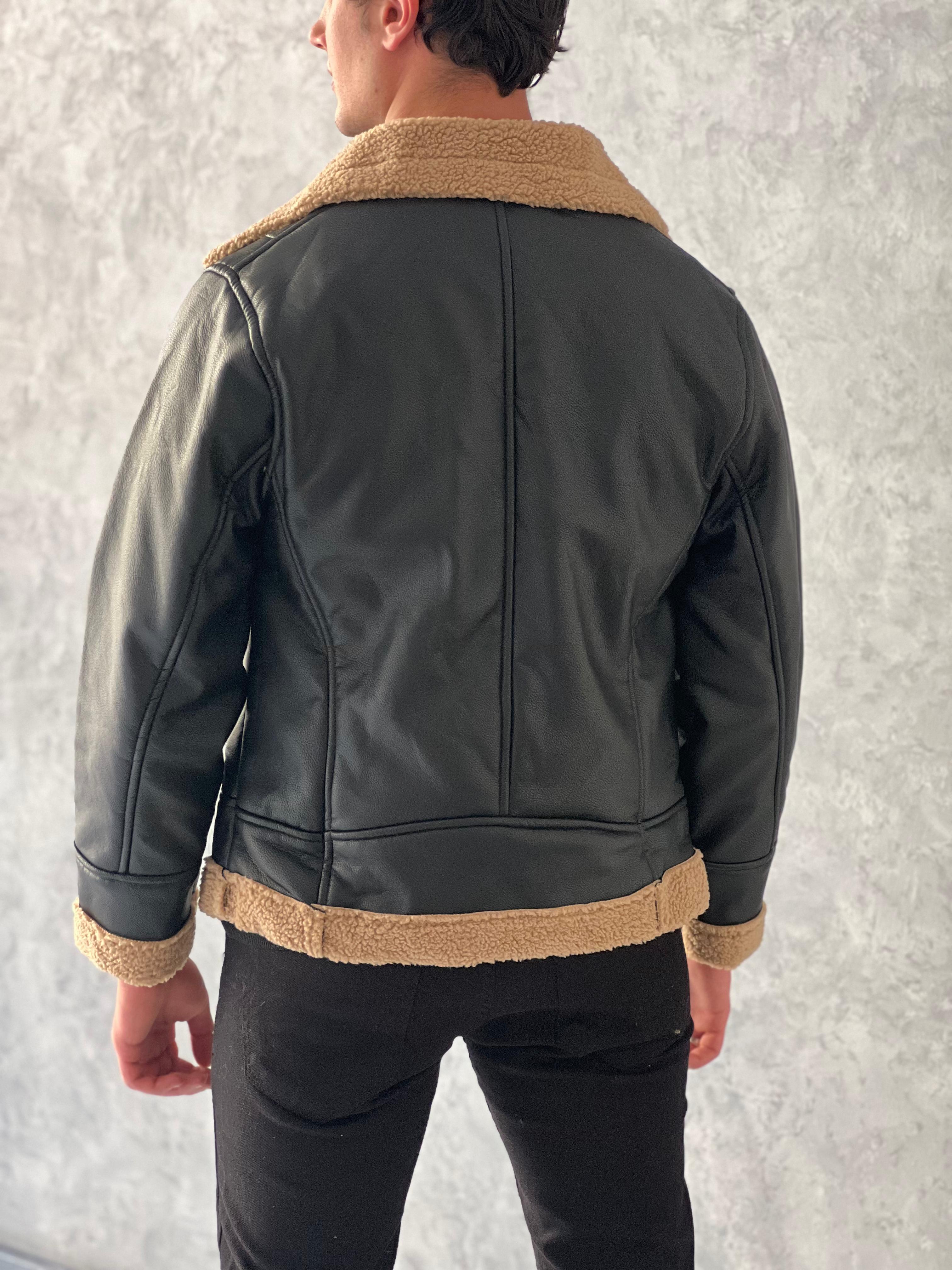 Yan Fermuar Full Kürklü Slimfit  Deri Mont 