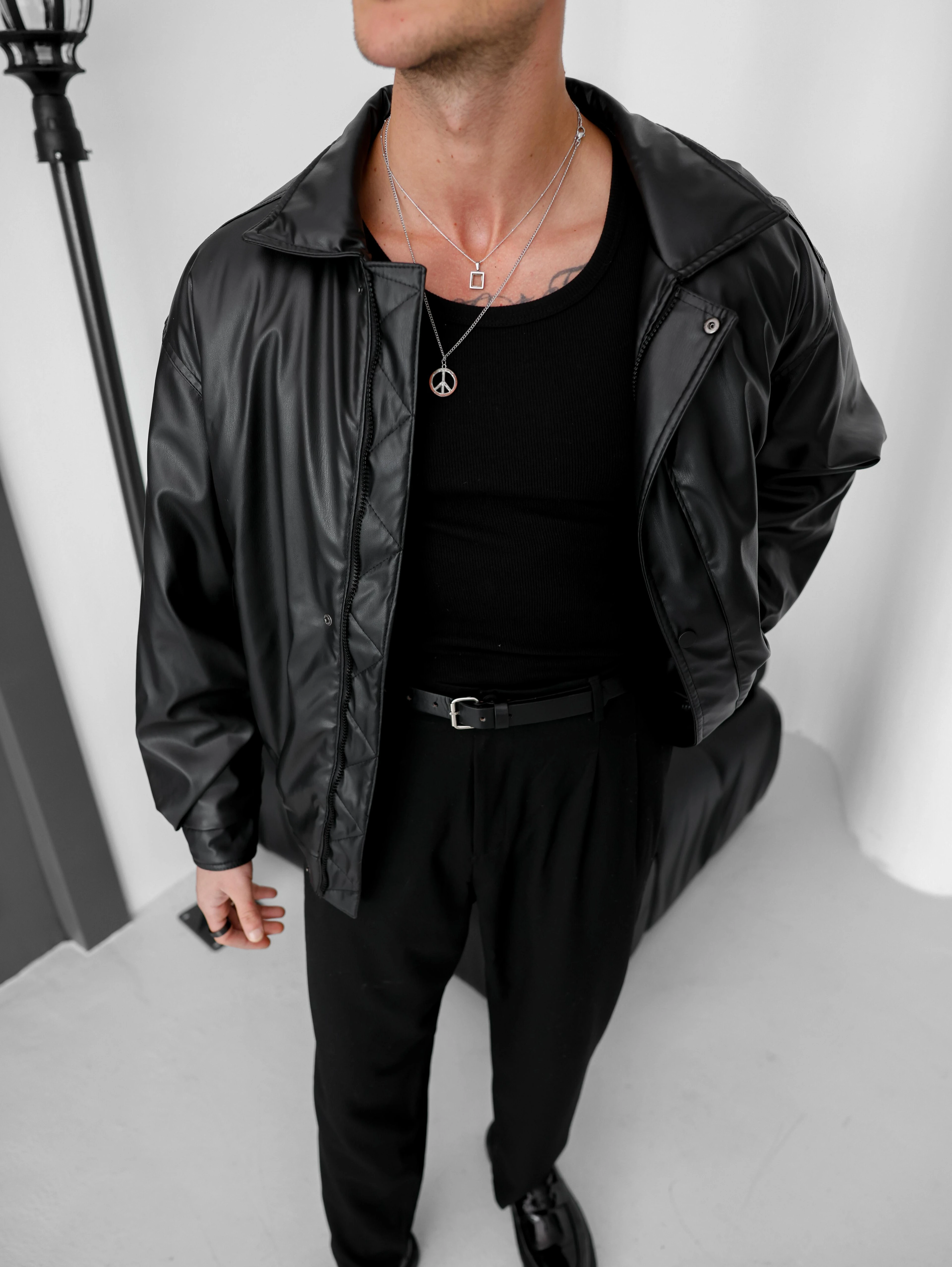 Yüksek Kalite Bomber Oversize Deri Mont