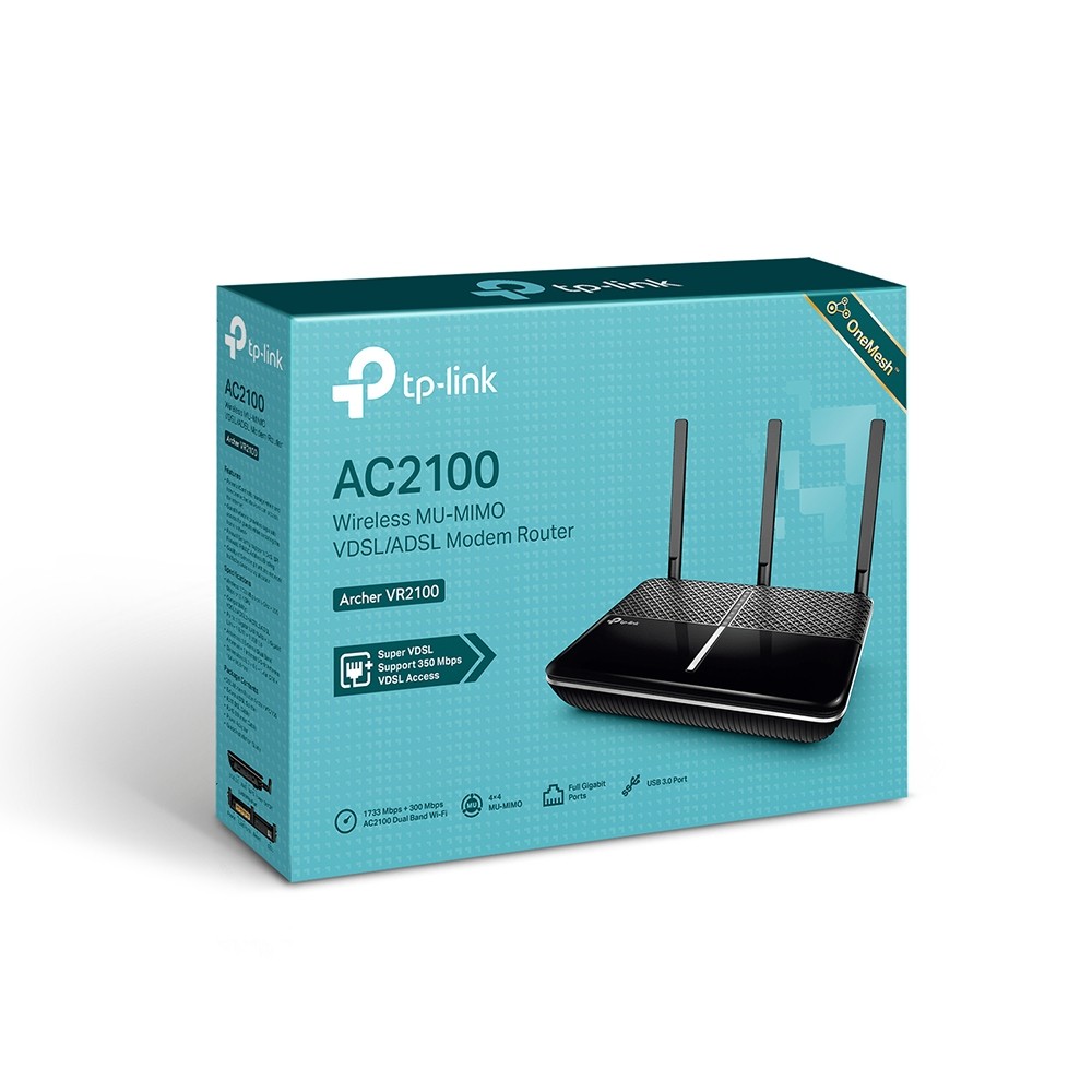 TP-Link Archer VR2100 AC2100 Mbps, 4 Gigabit LAN Portları VDSL/ADSL Modem Router