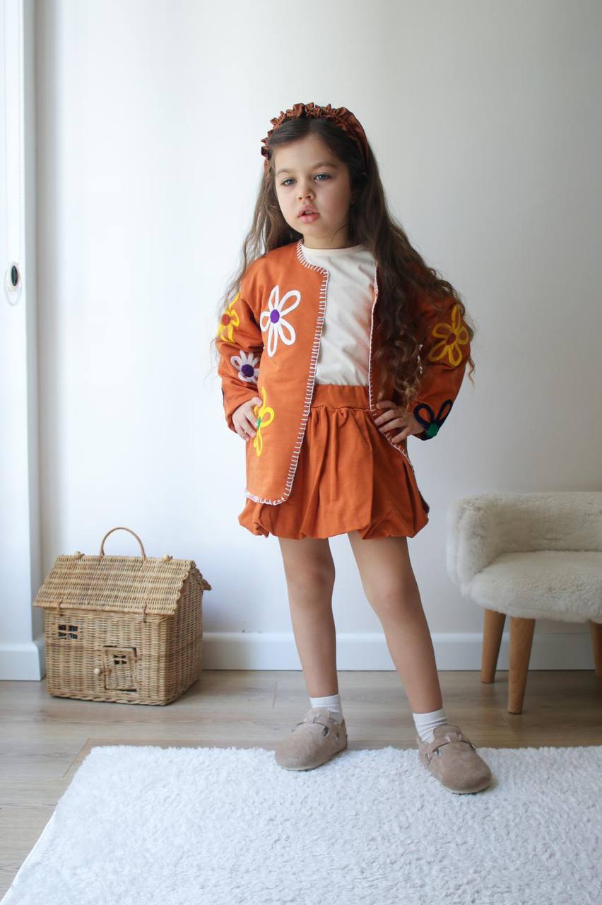 Etnik Desen Hırka Ve Balon Etek Takım