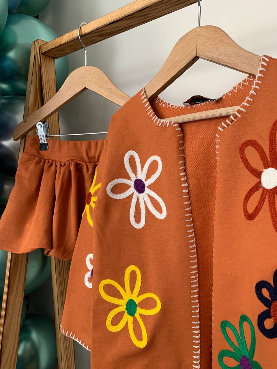 Etnik Desen Hırka Ve Balon Etek Takım