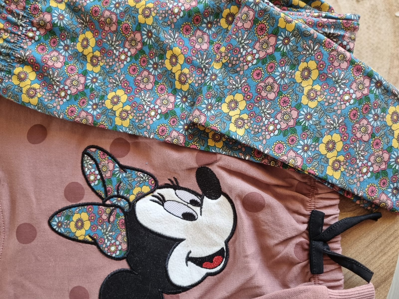 Mickey Crop Çiçekli Taytlı Takım
