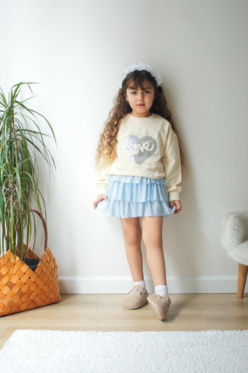 Kat Etekli Payetli Sweatshirt Takım