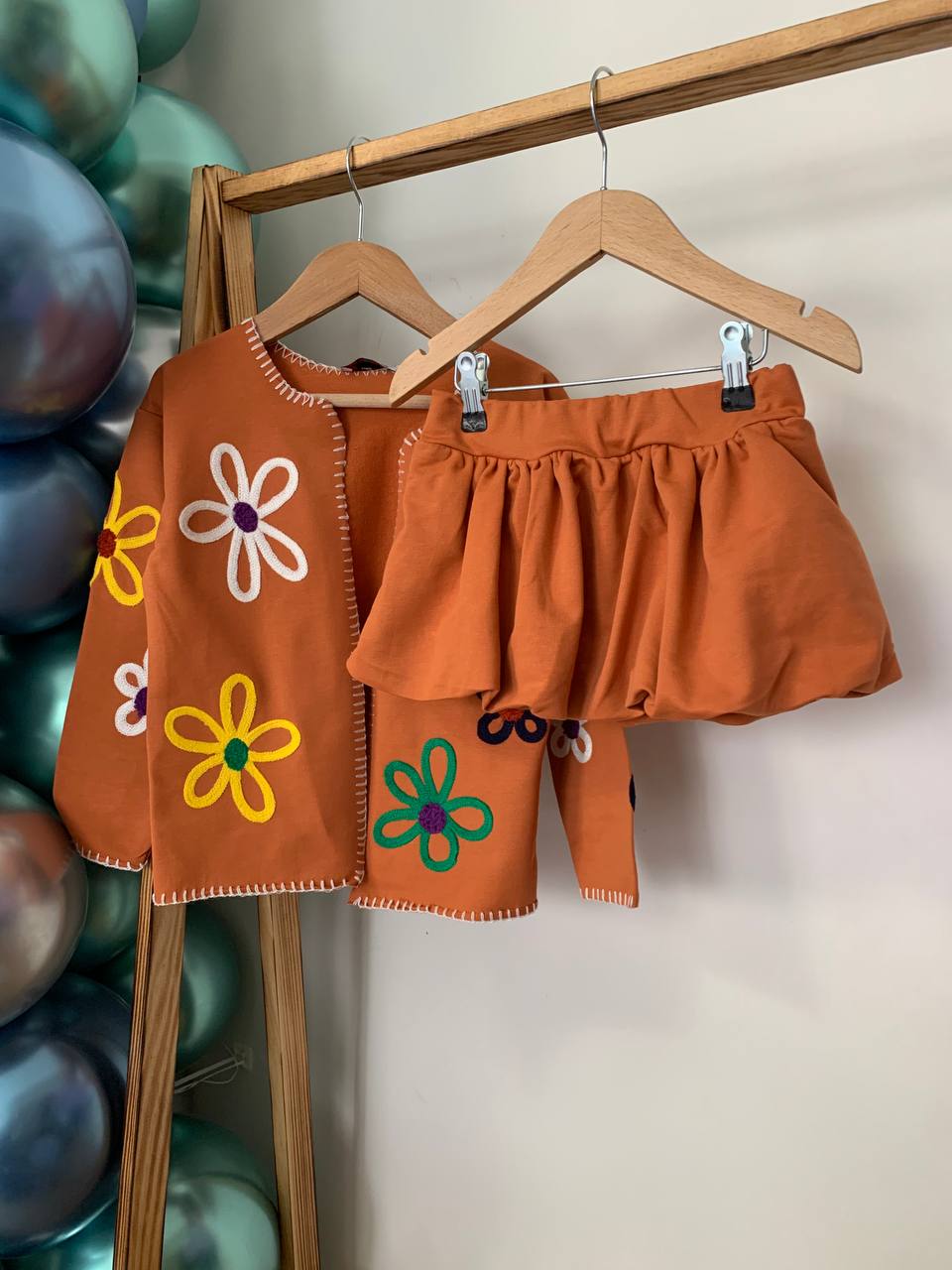 Etnik Desen Hırka Ve Balon Etek Takım