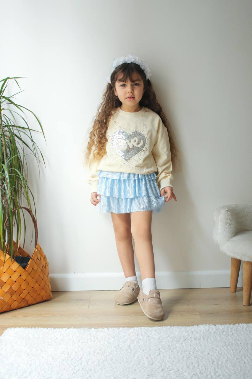 Kat Etekli Payetli Sweatshirt Takım