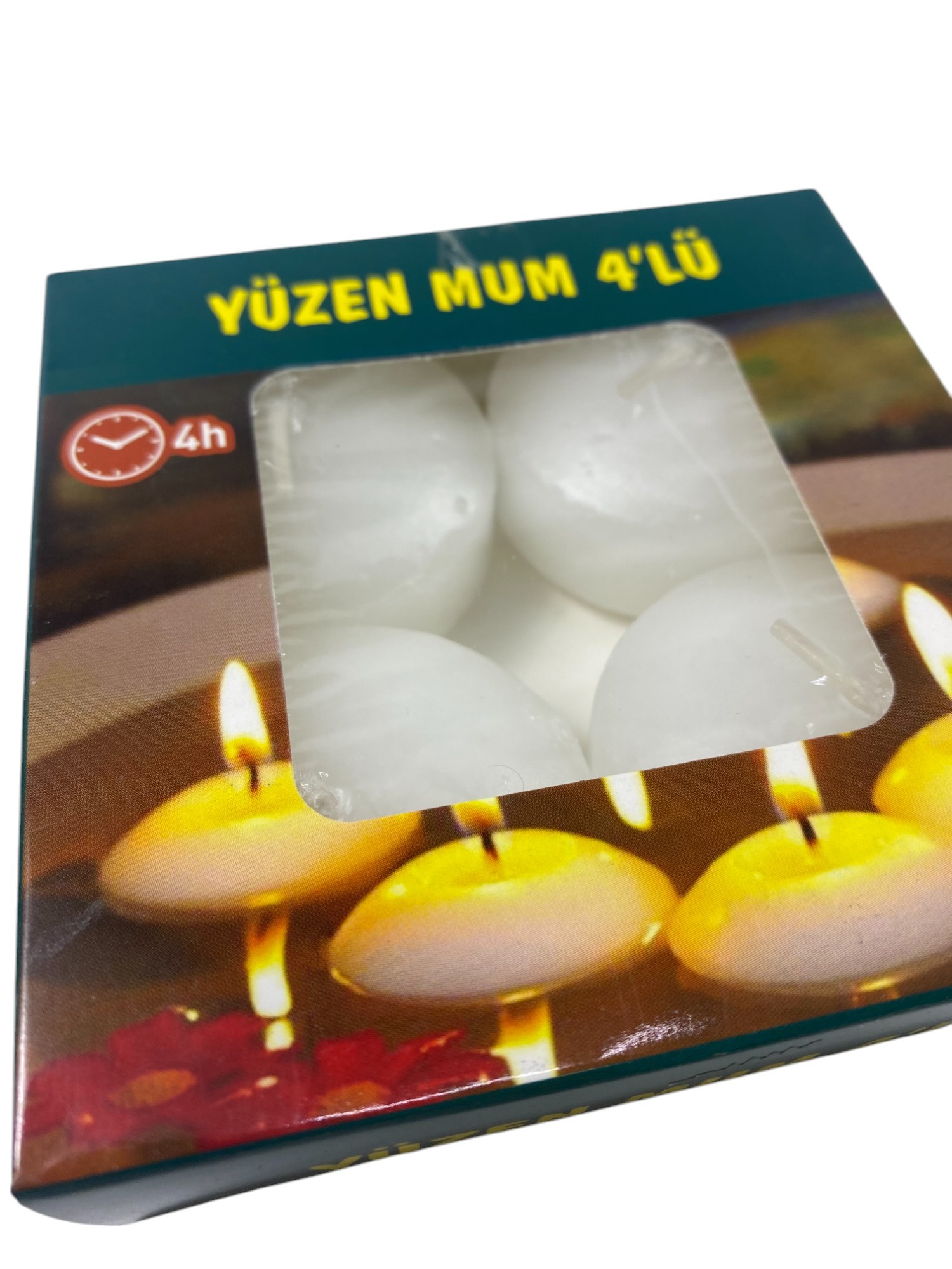 4 LÜ YÜZEN MUM BEYAZ