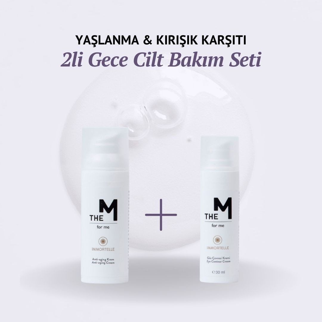 Göz Çevresi Bakım Kremi  (30 ml) + Anti-aging Krem (50 ml) | 2'li Yaşlanma Karşıtı Gece Bakım Seti 