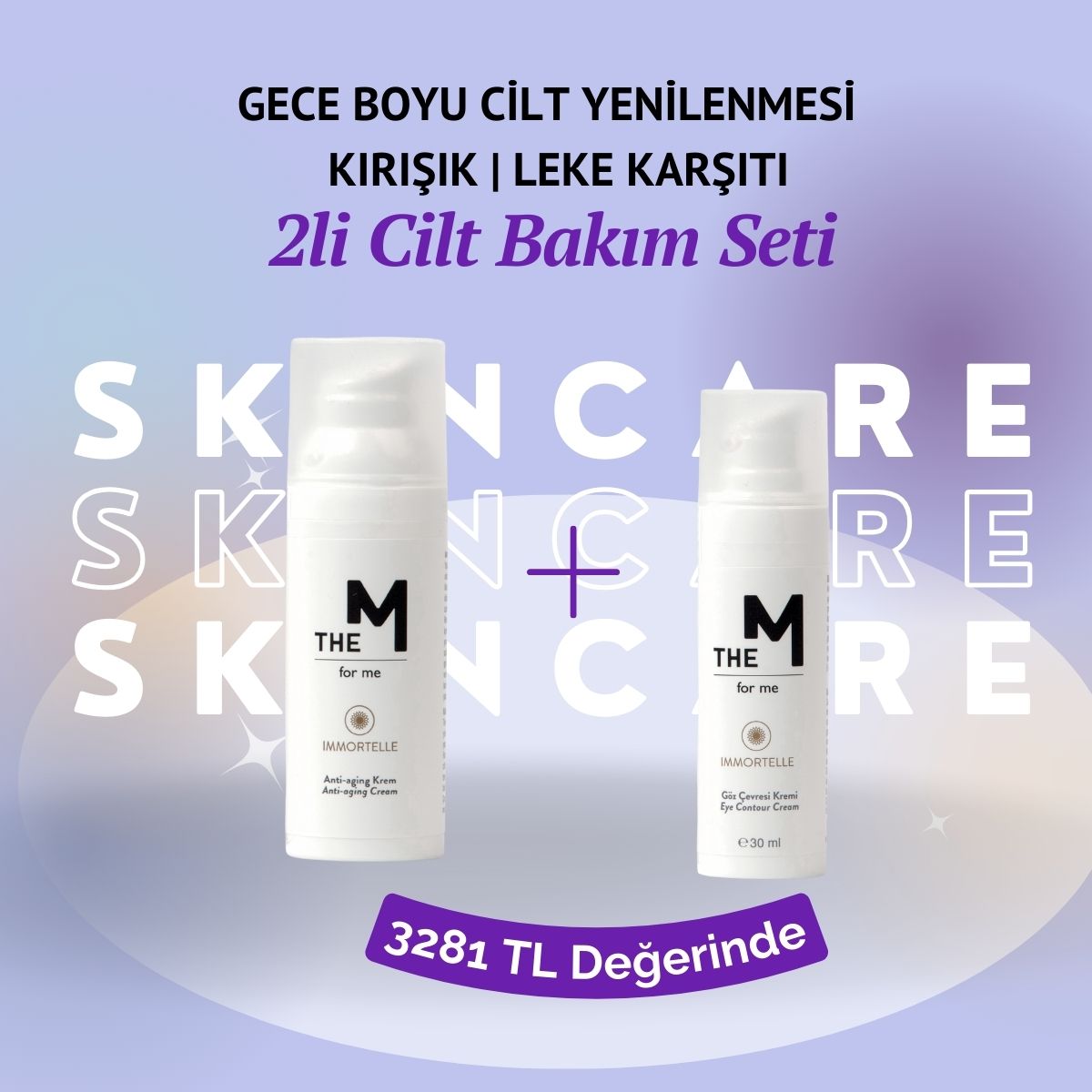 Göz Çevresi Bakım Kremi  (30 ml) + Anti-aging Krem (50 ml) | 2'li Yaşlanma Karşıtı Gece Bakım Seti 