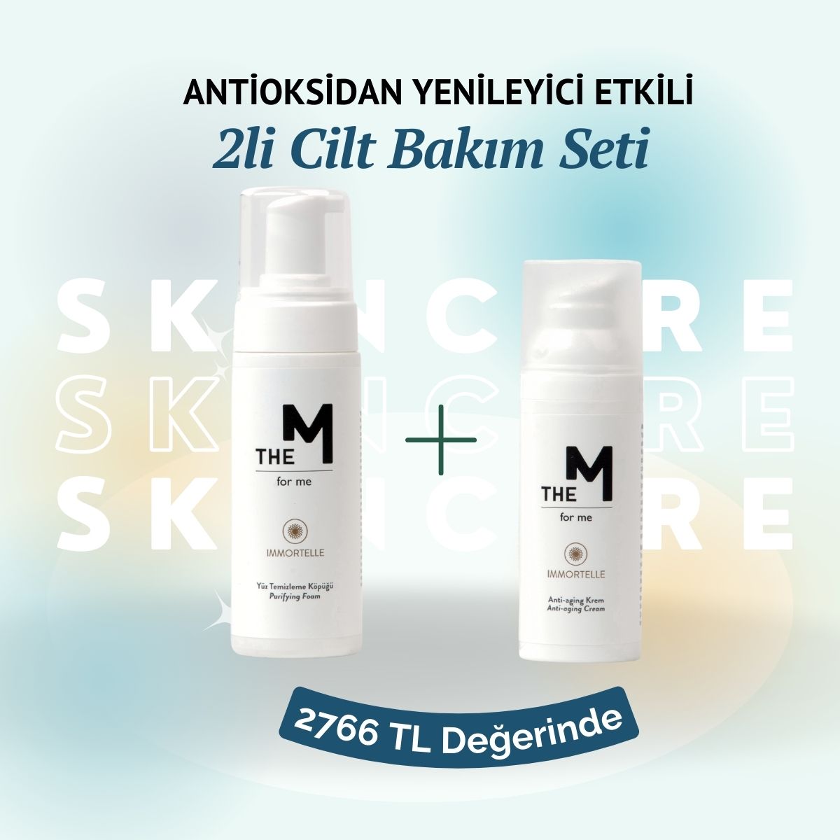 Yüz Temizleme Köpüğü (150 ml) + Anti-aging Krem (50 ml) | Antioksidan 2'li Cilt Bakım Seti