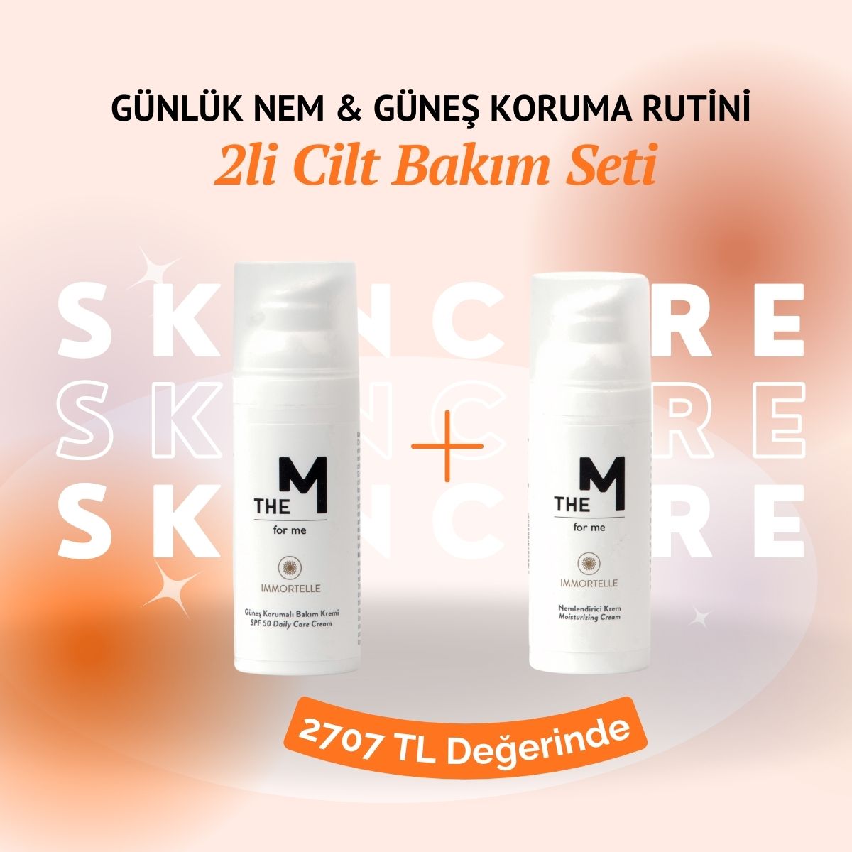 Nemlendirici Krem ( 50 ml) + SPF 50 Güneş Korumalı Bakım Kremi (50 ml) | 2'li Yaz Cilt Bakım Seti