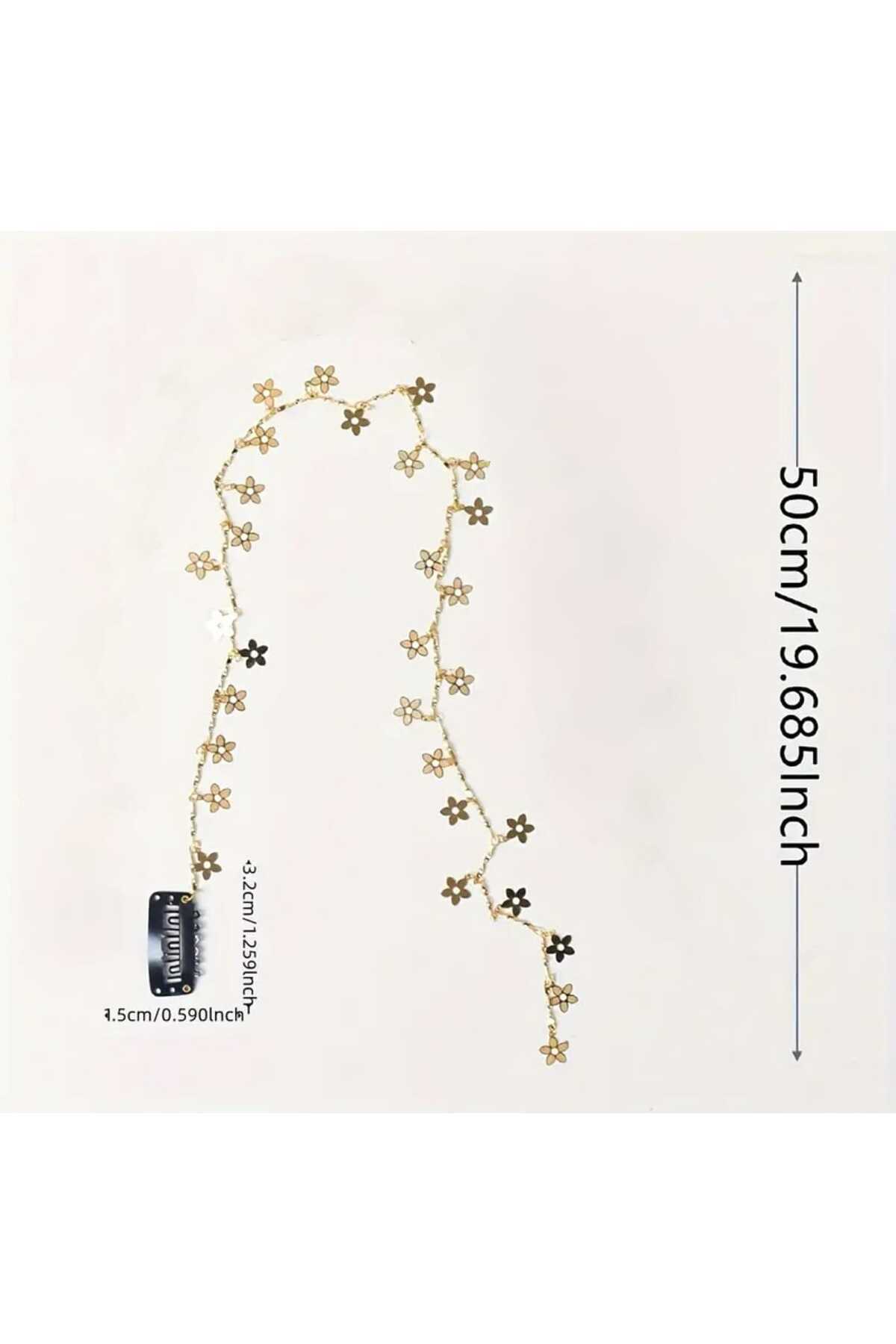 Bohem Çiçek Tasarım Saç Örgü Zinciri Çıtçıt Tokalı Hair Charm (bc-1177 )