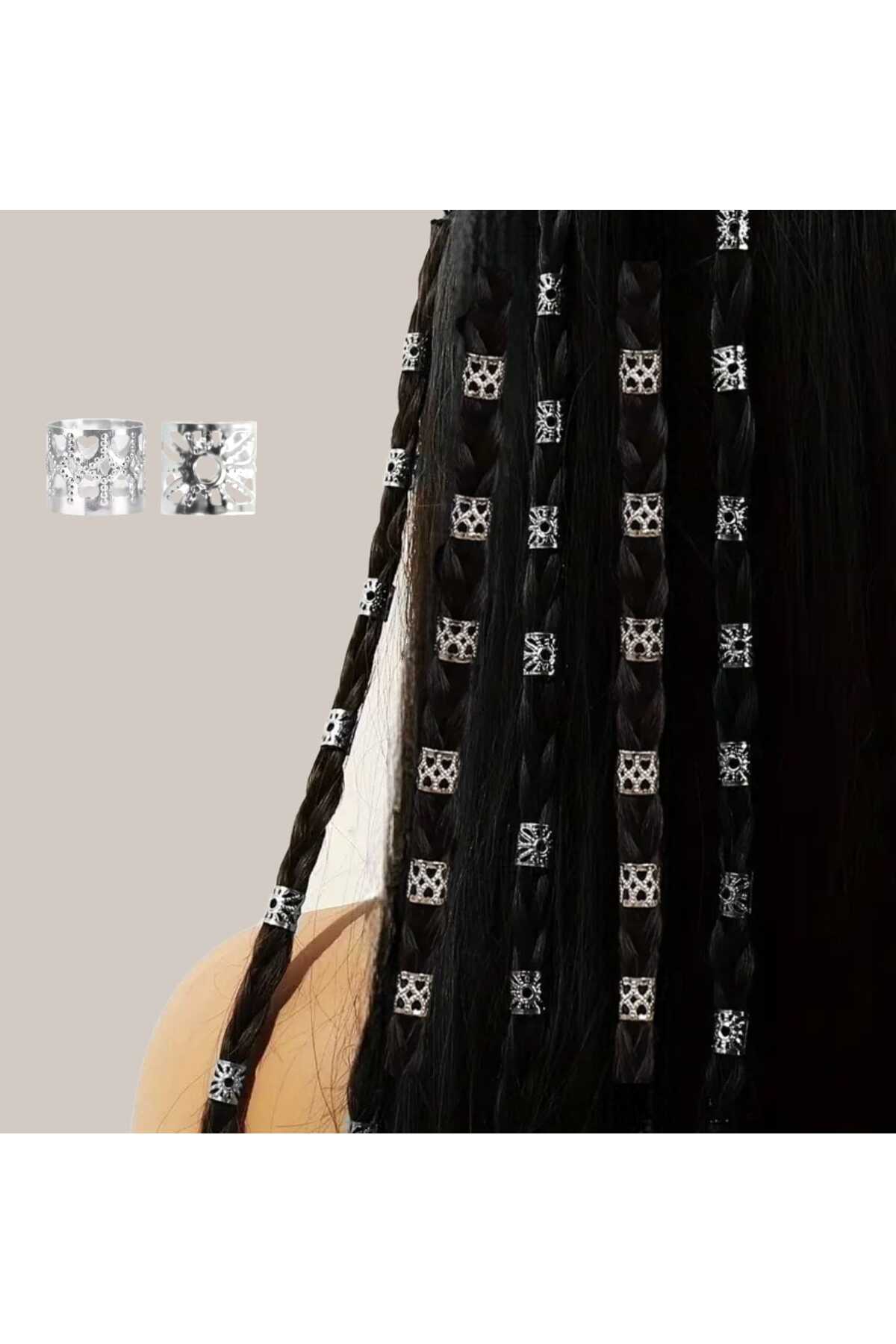 Bohem Saç Halkası-saç Küpesi Oyuk Çiçek Tasarım 10 Lu Hair Charms (bc-1184 )