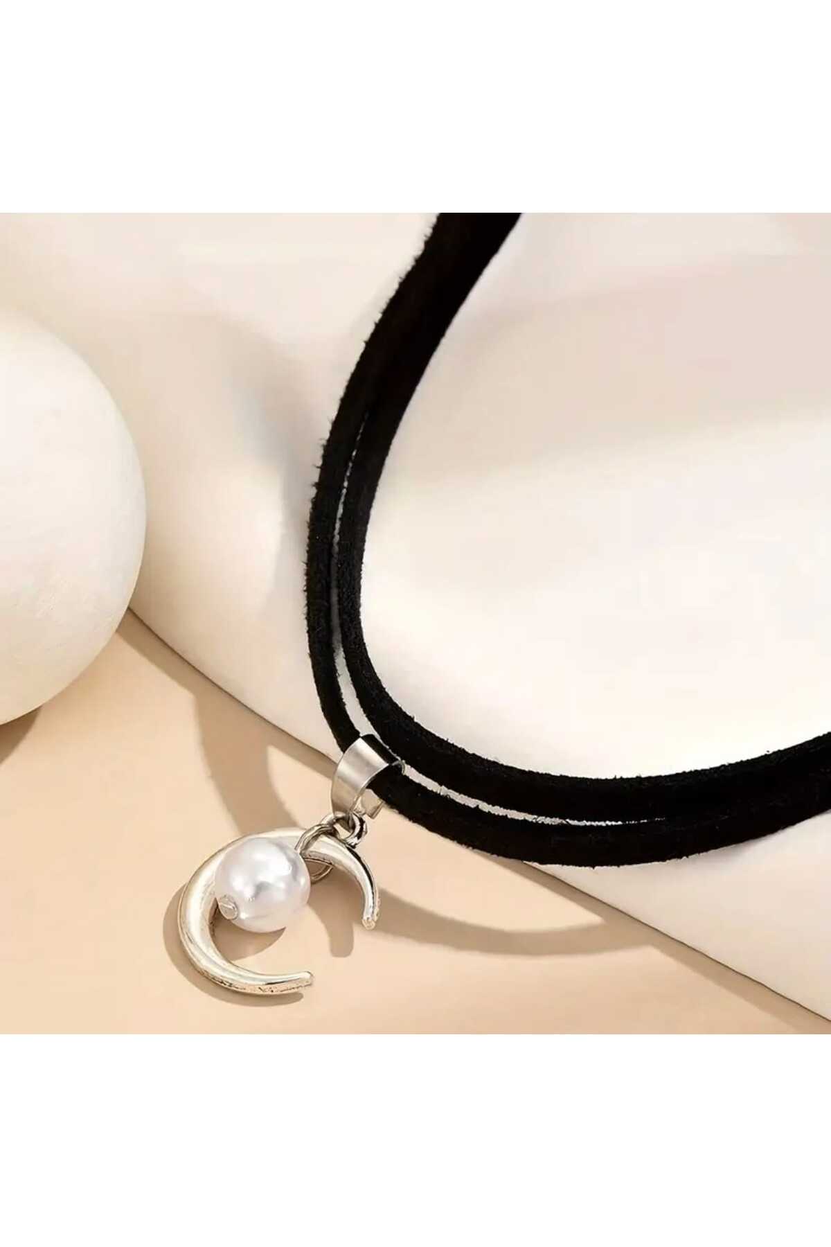 İNCİLİ AY CHOKER KOLYE (BC-1161)