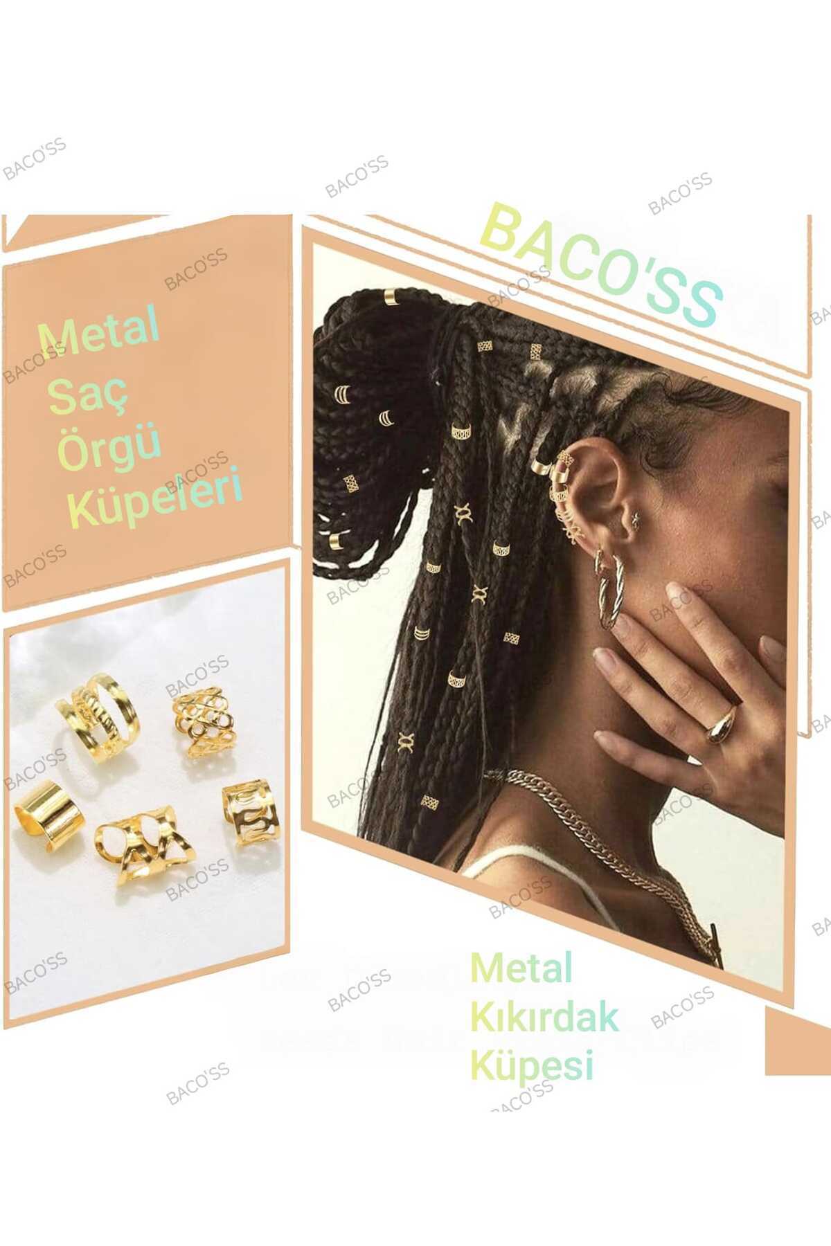 Bohem Saç Halkası-Saç Küpesi Seti Modern Stil 10 Lu Hair Charms ( BC-1219 )