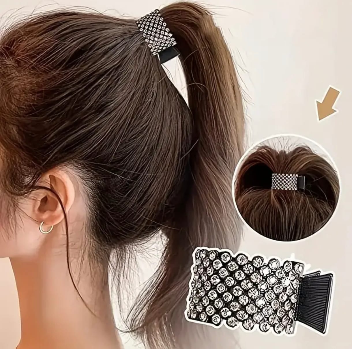 Taşlı Tasarım At Kuyruğu Tokası (BC-1142) Bakır Taşlı