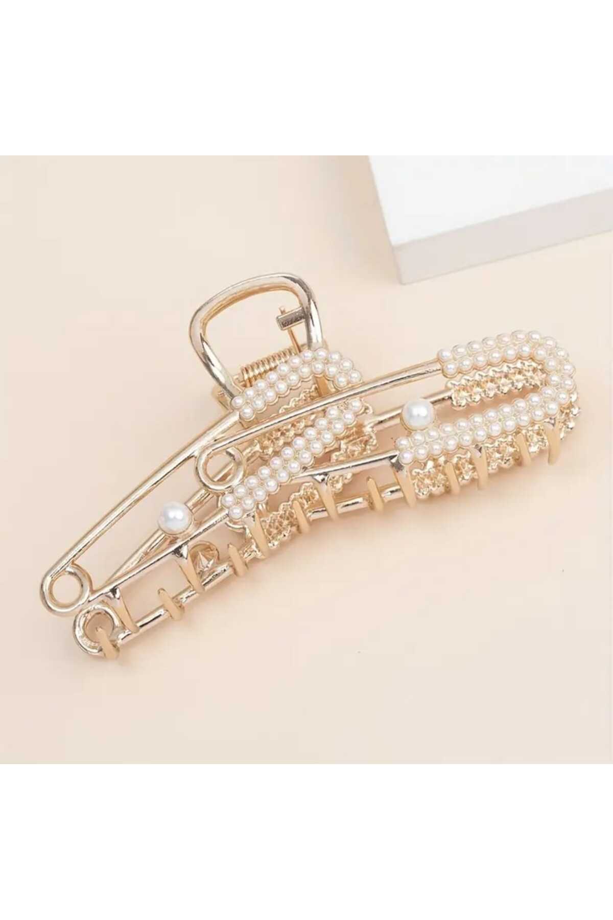 İNCİLİ KİLİTLİ İĞNE TASARIM METAL MANDAL TOKA ( BC-1134 )