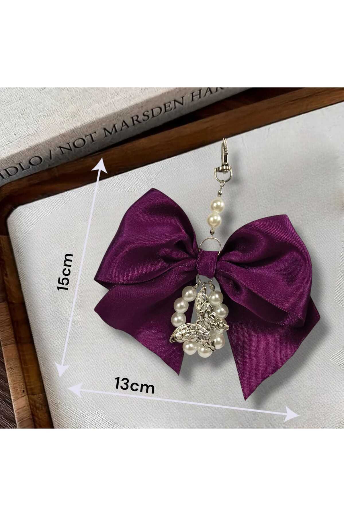 KURDELELİ BONCUKLU KELEBEK DETAYLI ÇANTA CHARMI (BC-1173)