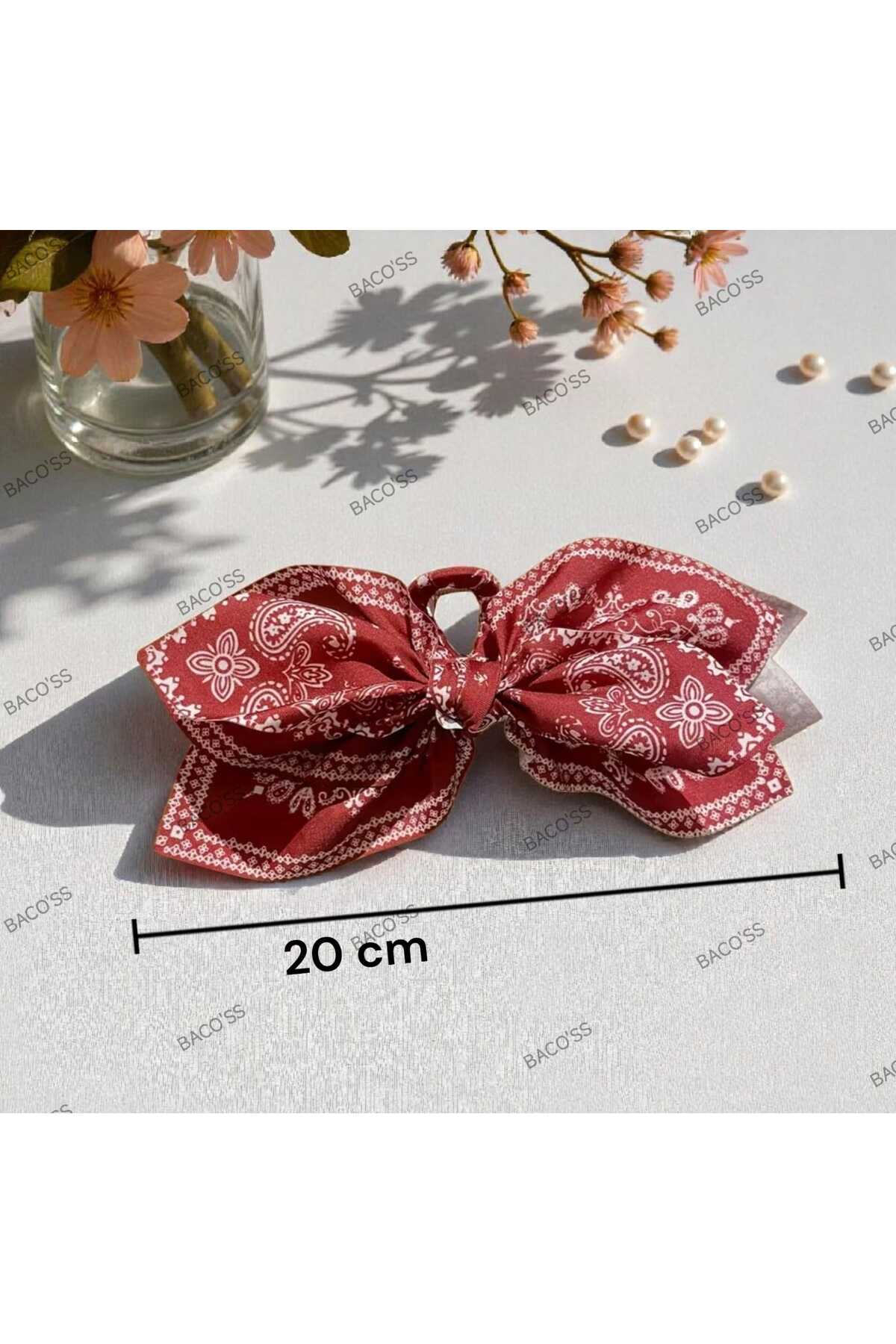 KIRMIZI DESENLİ FİYONK TASARIM MANDAL TOKA (BC-1239)