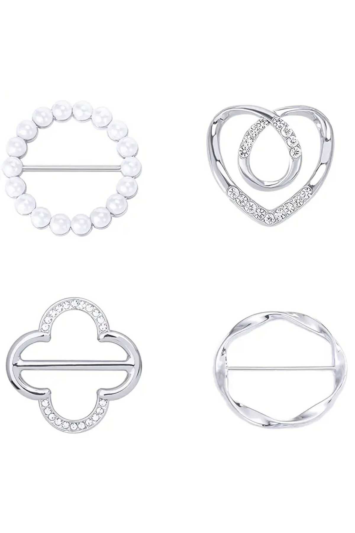 ŞAL EŞARP FULAR TOKASI-KLİPSİ 4 LÜ SET (BC-1244)