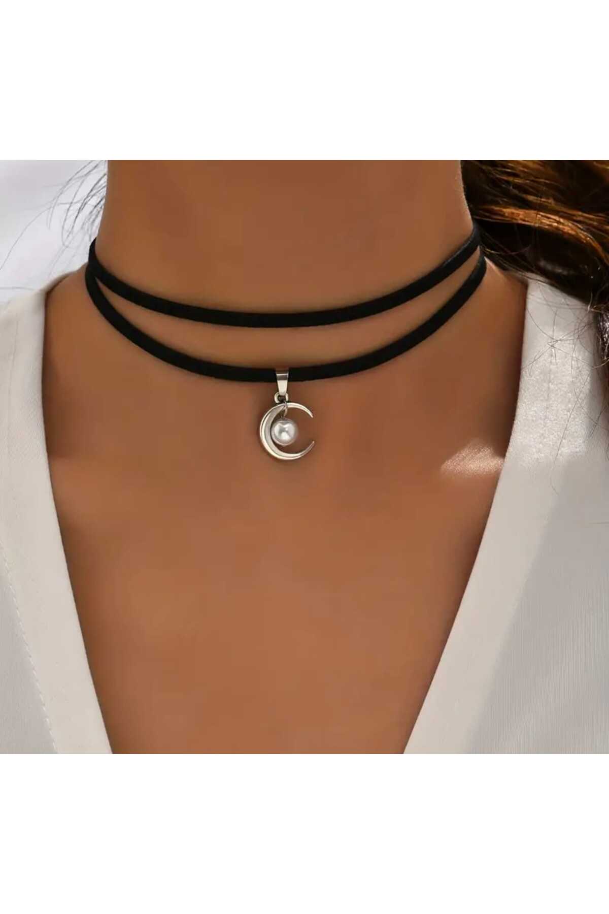 İNCİLİ AY CHOKER KOLYE (BC-1161)