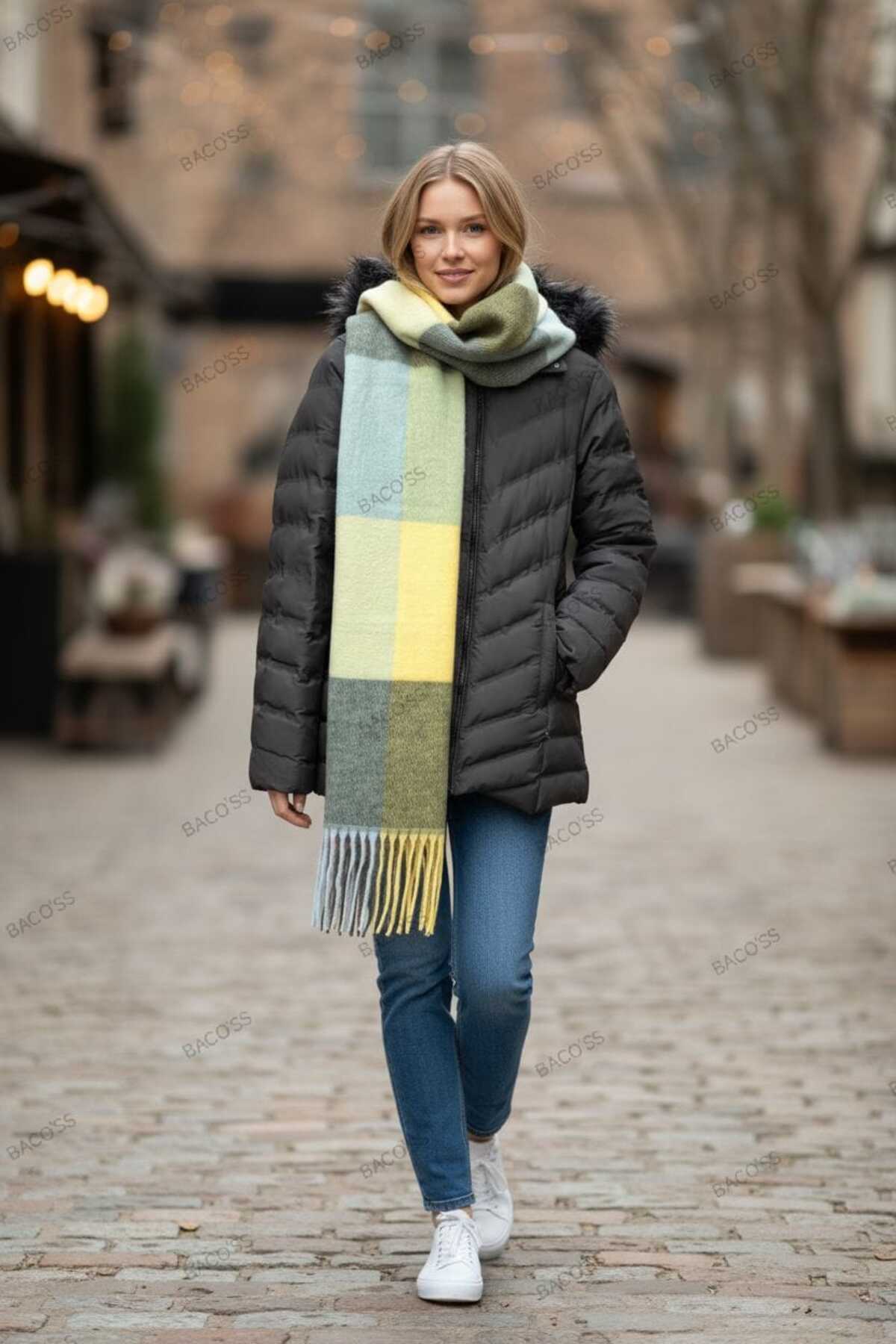 KARELİ PUFFY YUMUŞAK DOKULU ATKI ( BC-1237 )