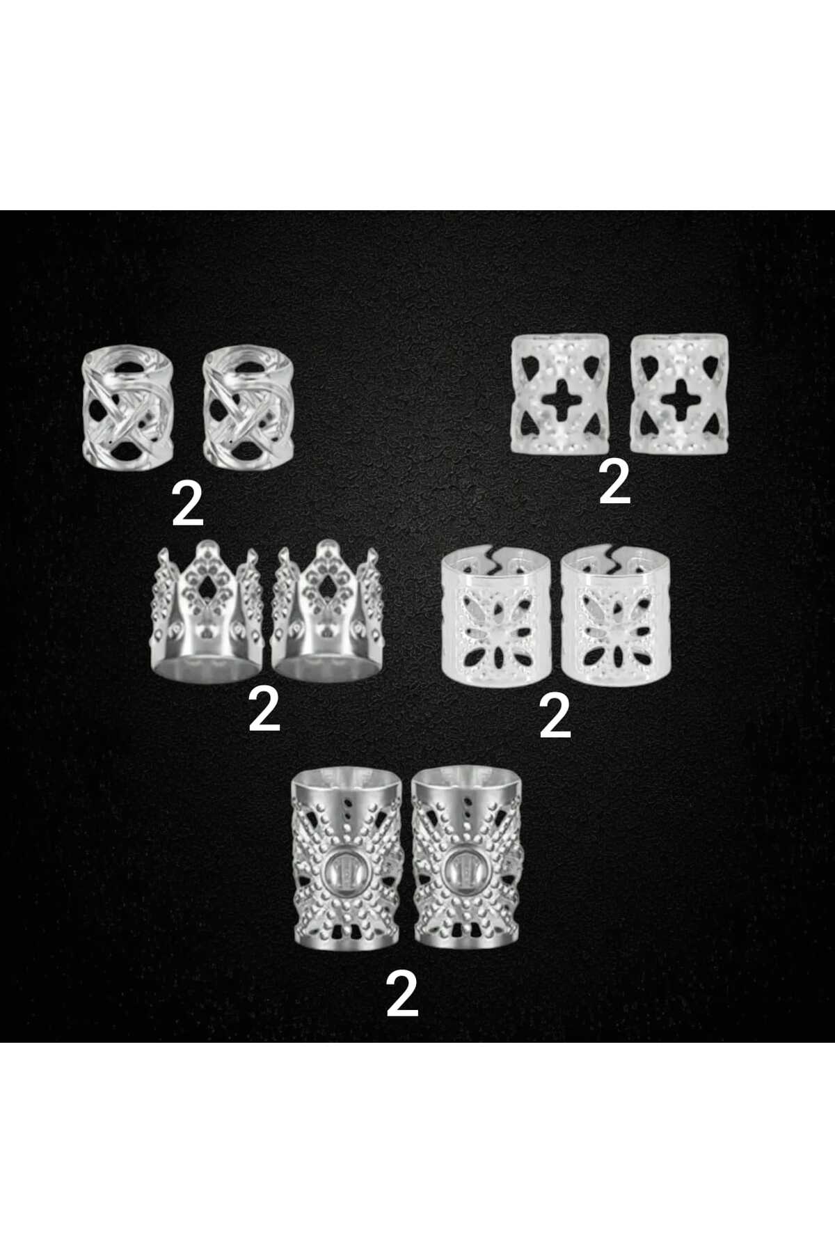 Bohem Saç Halkası-saç Küpesi Taçlı 10 'lu Hair Charms (BC-1151)