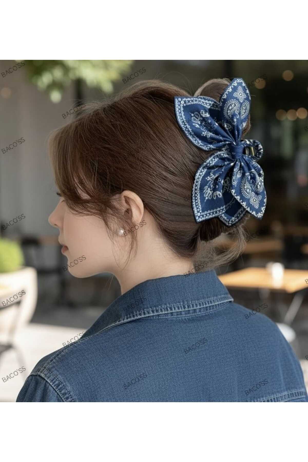 MAVİ DESENLİ FİYONK TASARIM MANDAL TOKA (BC-1241)