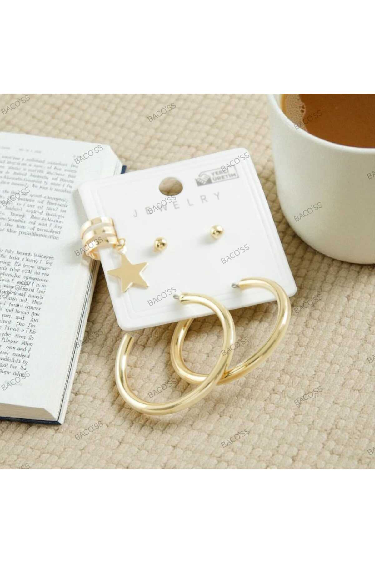 HALKA VE YILDIZLI 5 'Lİ KÜPE SETİ (BC-1247)