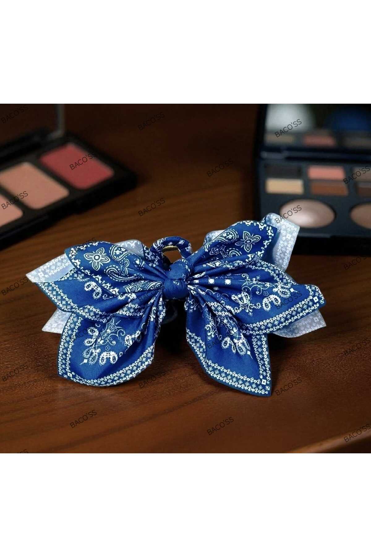 MAVİ DESENLİ FİYONK TASARIM MANDAL TOKA (BC-1241)