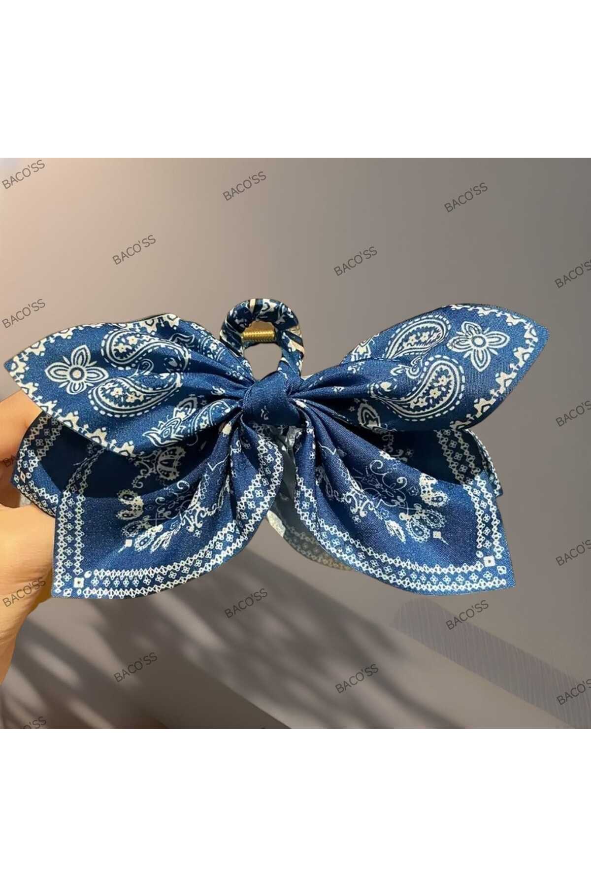 MAVİ DESENLİ FİYONK TASARIM MANDAL TOKA (BC-1241)