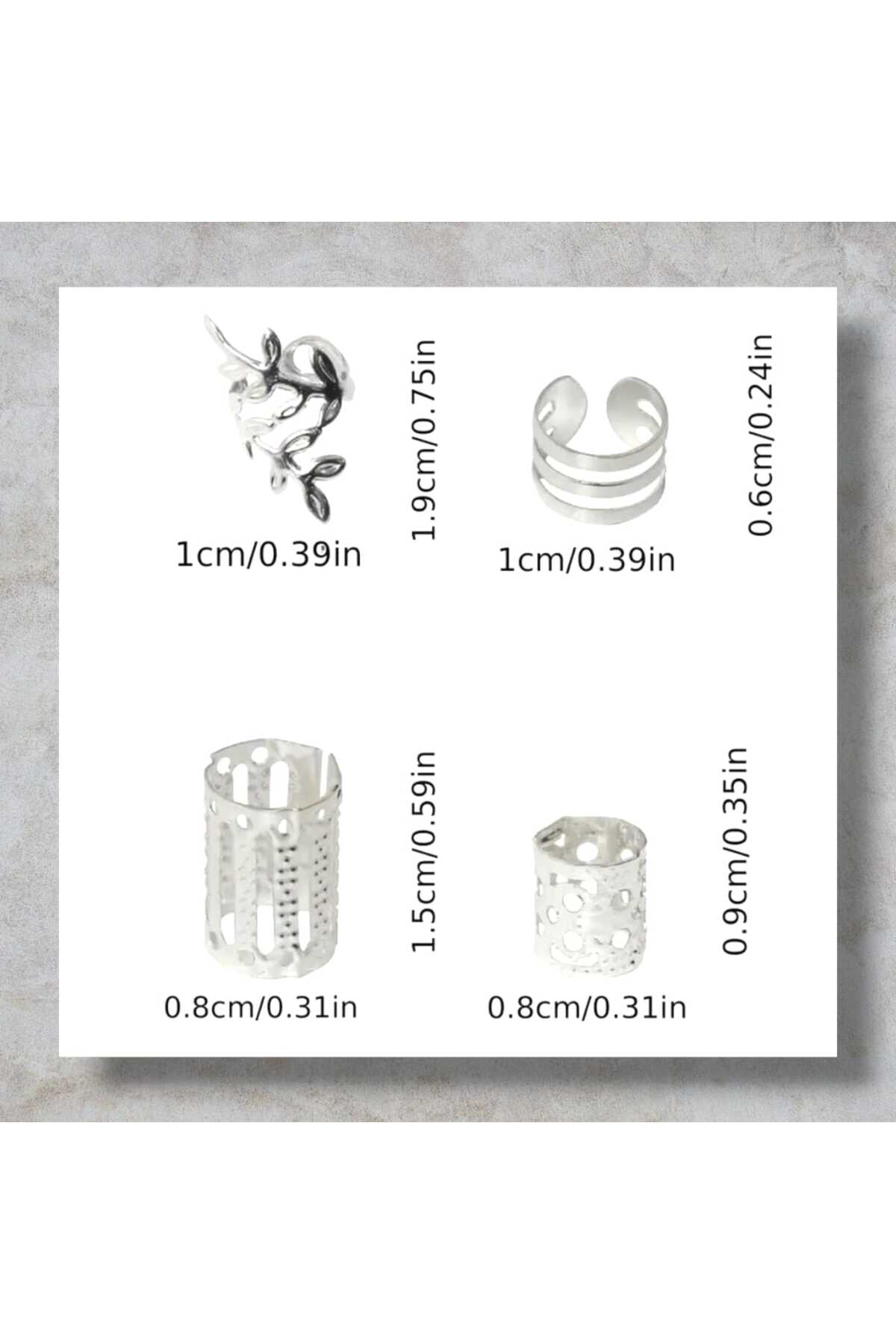 Bohem Saç Halkası Saç Küpesi Yapraklı Model Seti 10 Lu Hair Charms ( Bc-1034 )