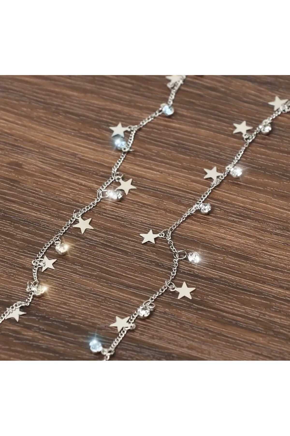 BOHEMA YILDIZLI TAŞLI TASARIM SAÇ ÖRGÜ ZİNCİRİ-TOKASI (BC-1178 )