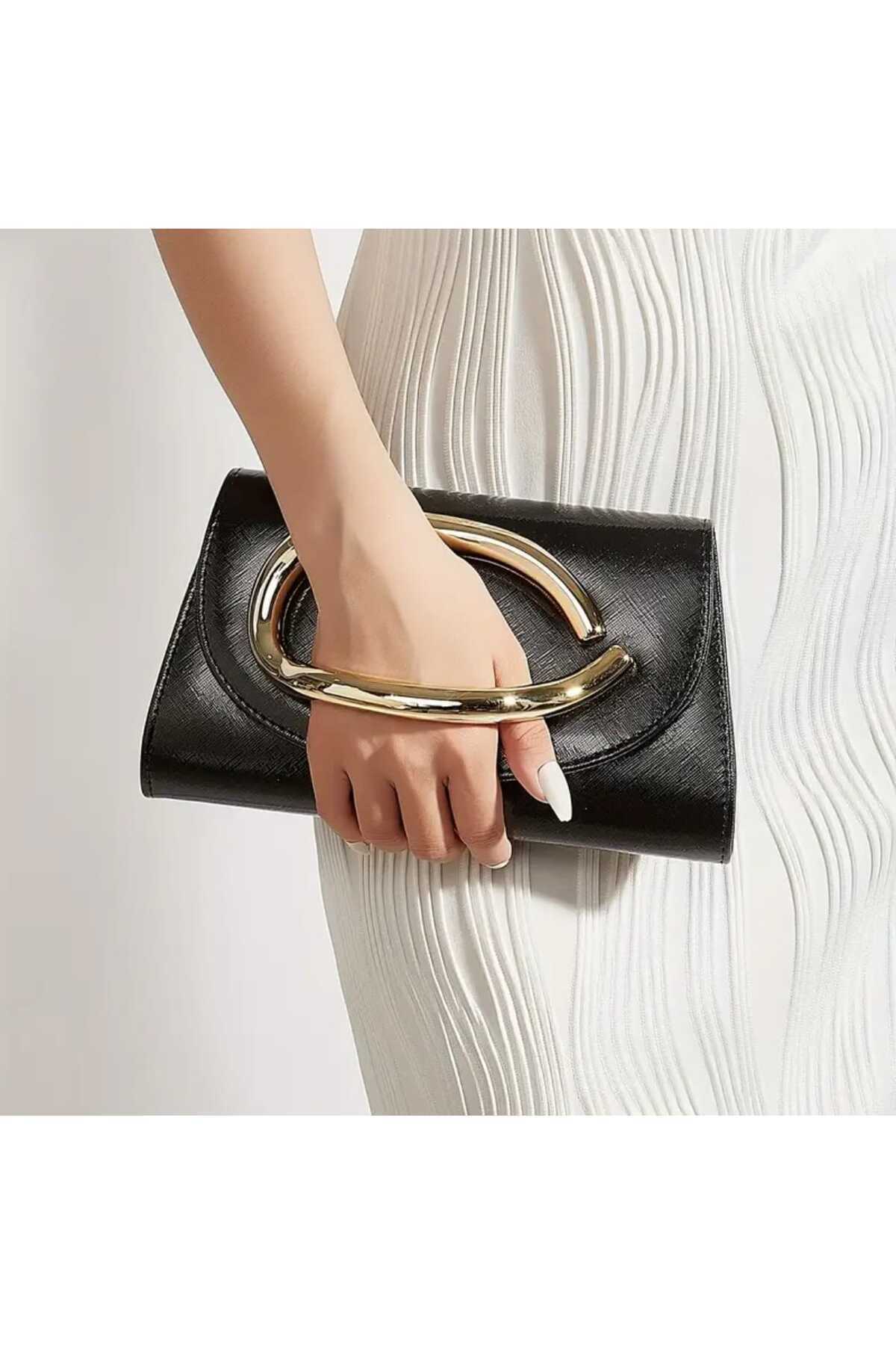 Kadın Metalik Aksanlı Clutch El Çantası (BC-1229)