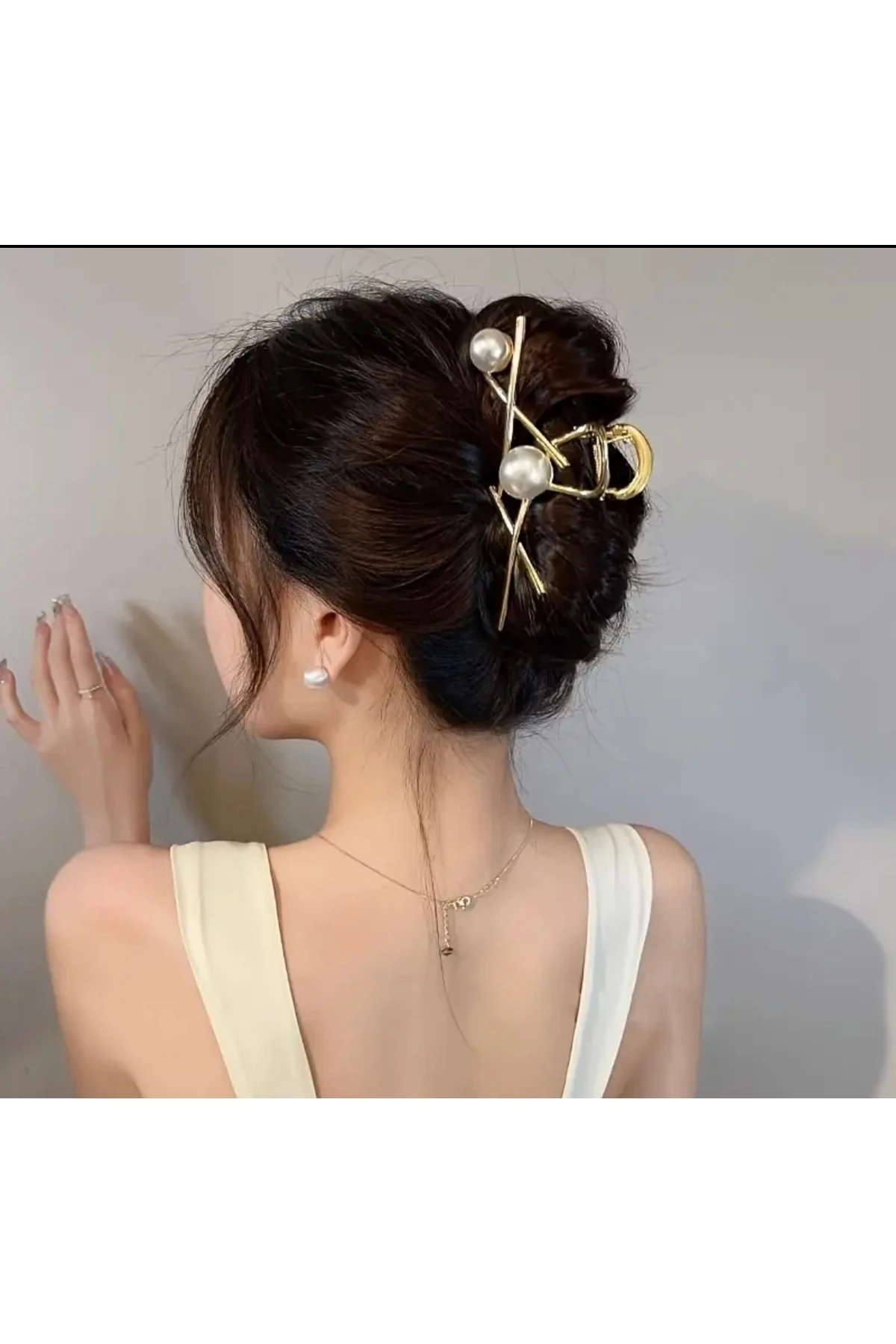 MİNİMALİST STİL İNCİ  TASARIM METAL MANDAL TOKA ( BC-1086 )