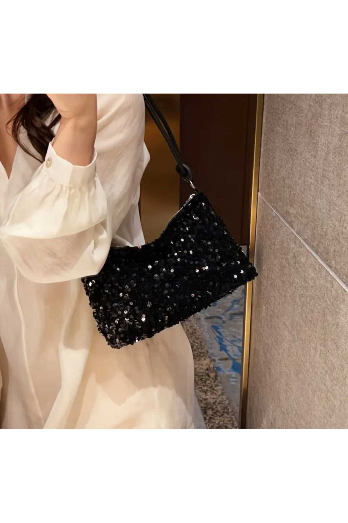 Kadın Pullu Payet Omuz Çantası (bc-1218-syh )