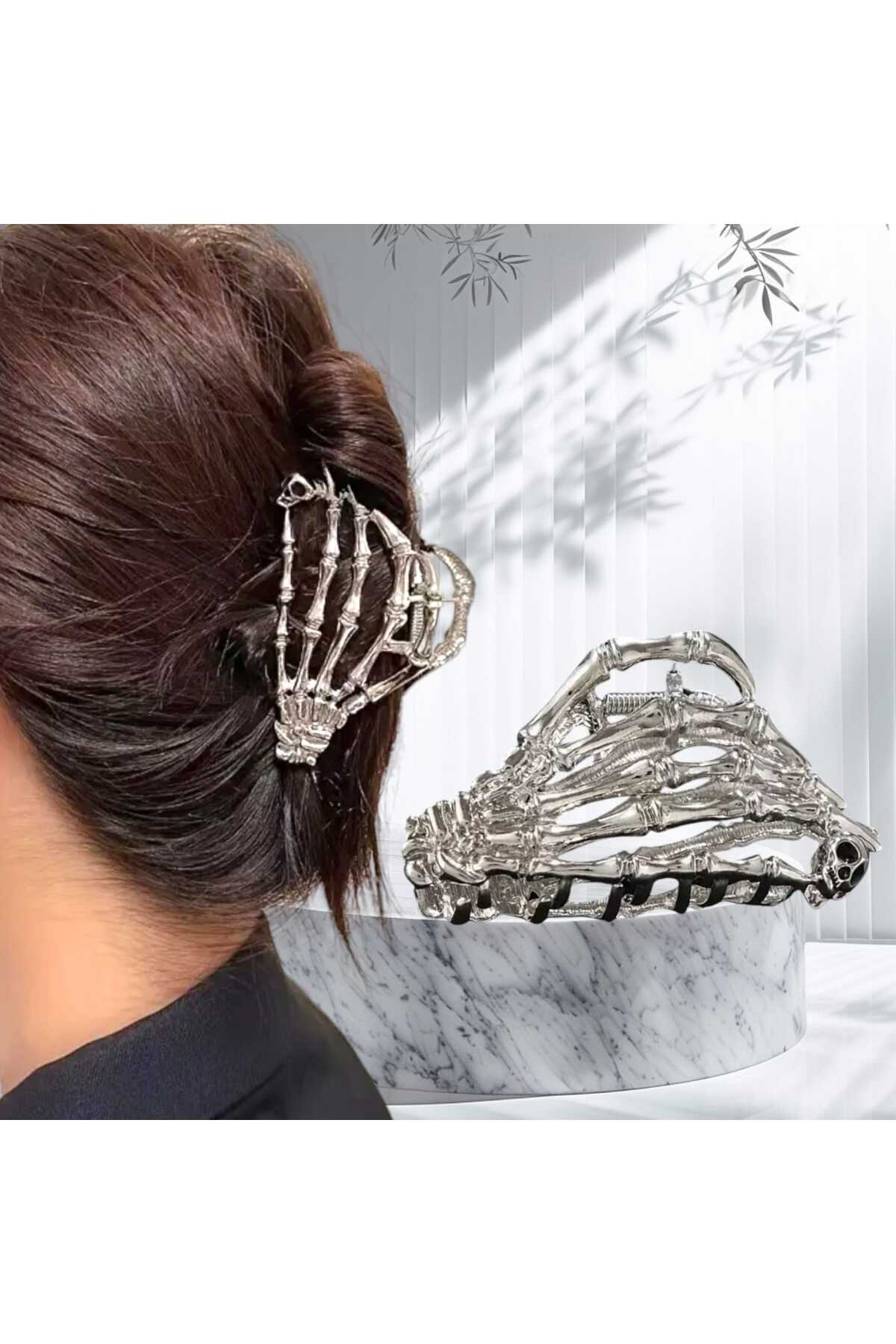 HALLOWEEN GOTİK İSKELET EL METAL MANDAL TOKA CADILAR BAYRAMI ( BC-1004 )