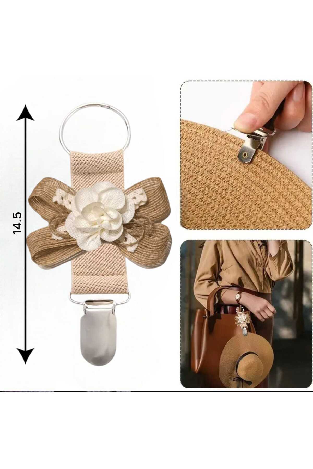 Çanta Tokası Şapka Klipsi Fiyonklu Çiçek Tasarım Mdl 5 (BC-1189)