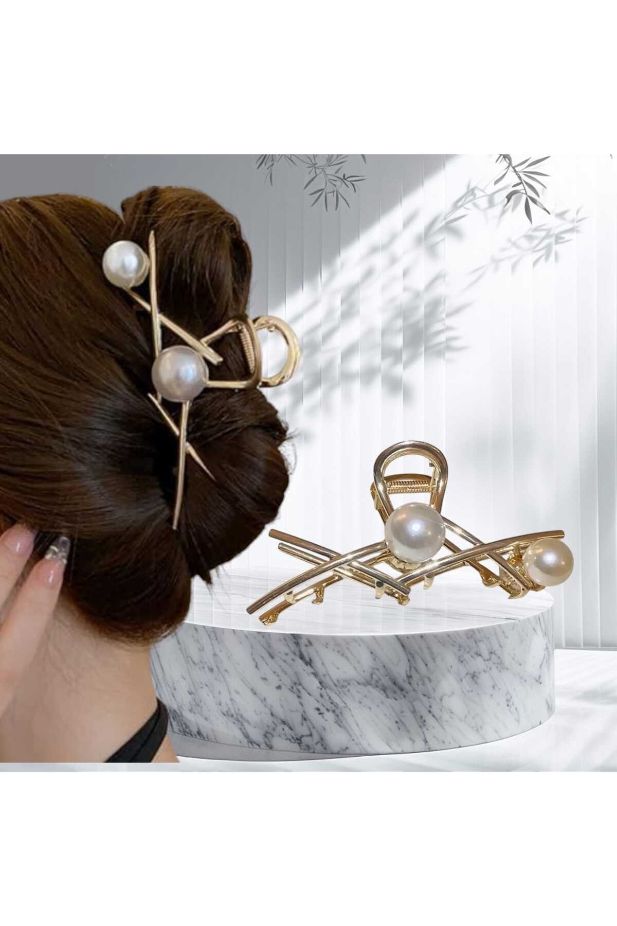 MİNİMALİST STİL İNCİ  TASARIM METAL MANDAL TOKA ( BC-1086 )