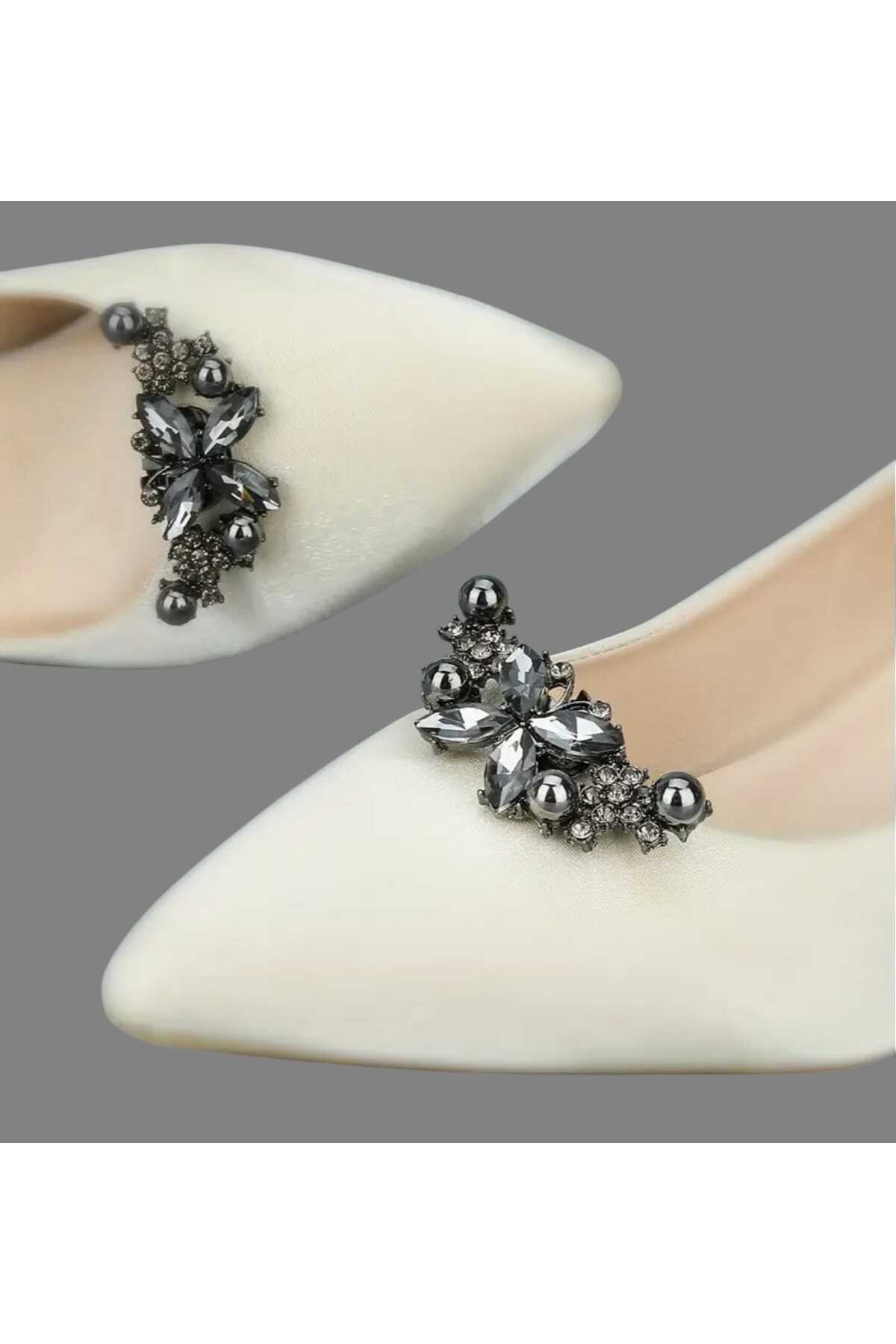 AYAKKABI TOKASI -ÇANTA CHARM -BROŞ BİR ÇİFT ÇIKARILABİLİR KLİPSLİ TAŞLI KELEBEK TASARIM (BC-1212)