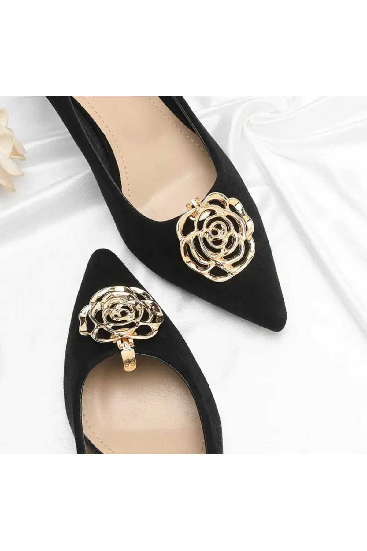 Bir Çift Ayakkabı Tokası -çanta Charms - Çıkarılabilir Klipsli Metal Gül Tasarım (bc-1213 )