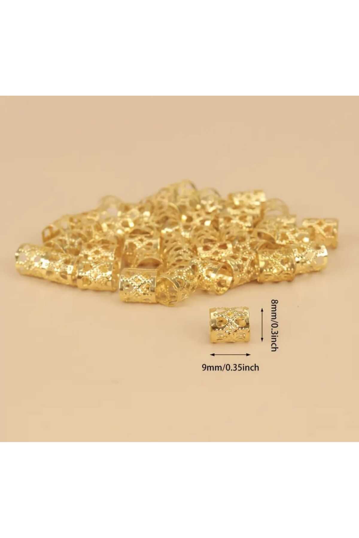 Bohem Saç Halkası-saç Küpesi Oyuk Çiçek Tasarım 10 Lu Hair Charms (bc-1183 )