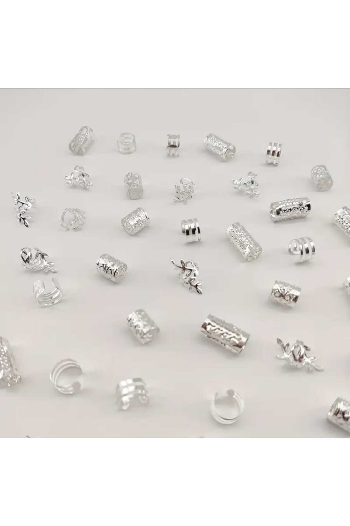 Bohem Saç Halkası Saç Küpesi Yapraklı Model Seti 10 Lu Hair Charms ( Bc-1034 )